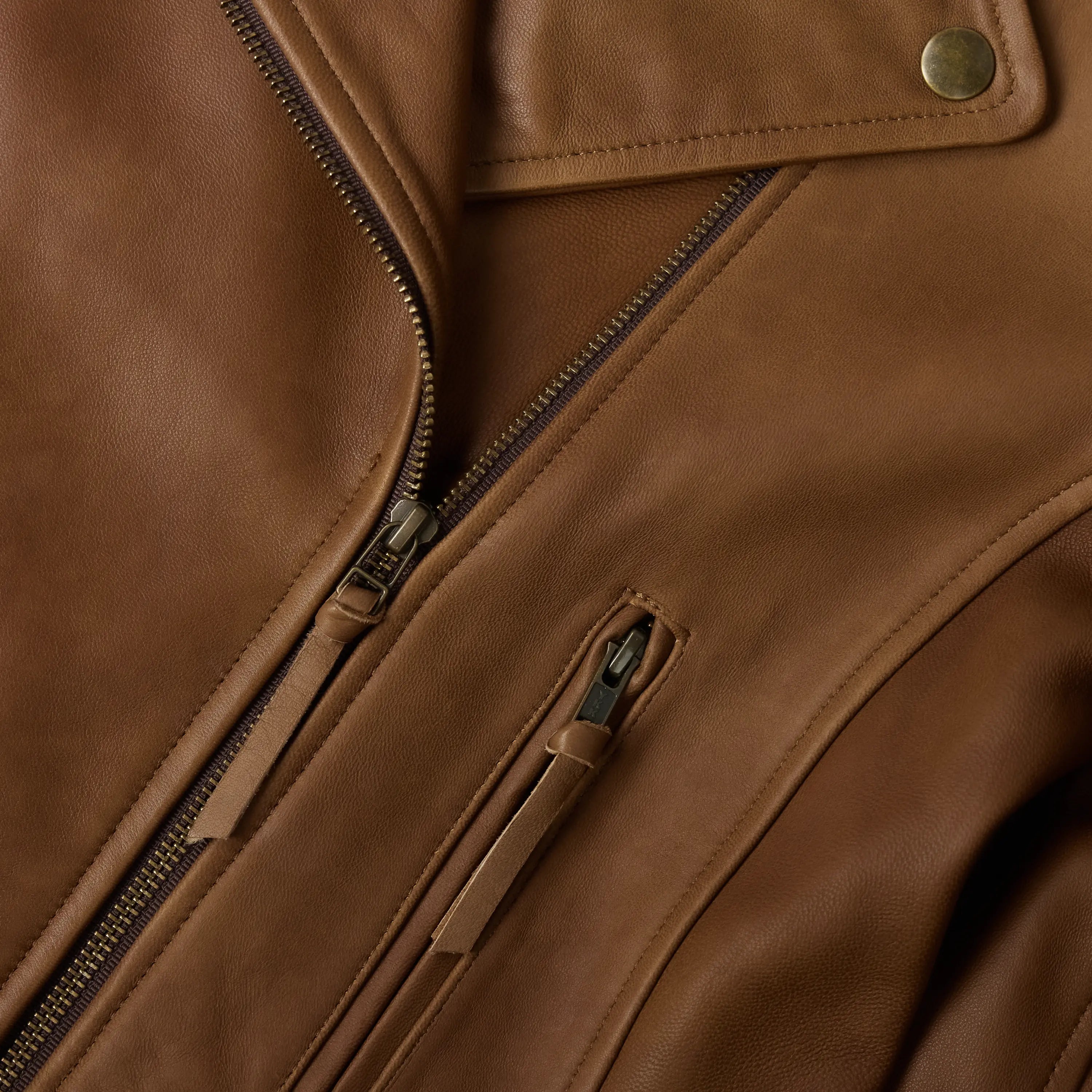 Basic Biker Jacket - Desert Clay Brown Leather Jackets Western Fashion by Lane