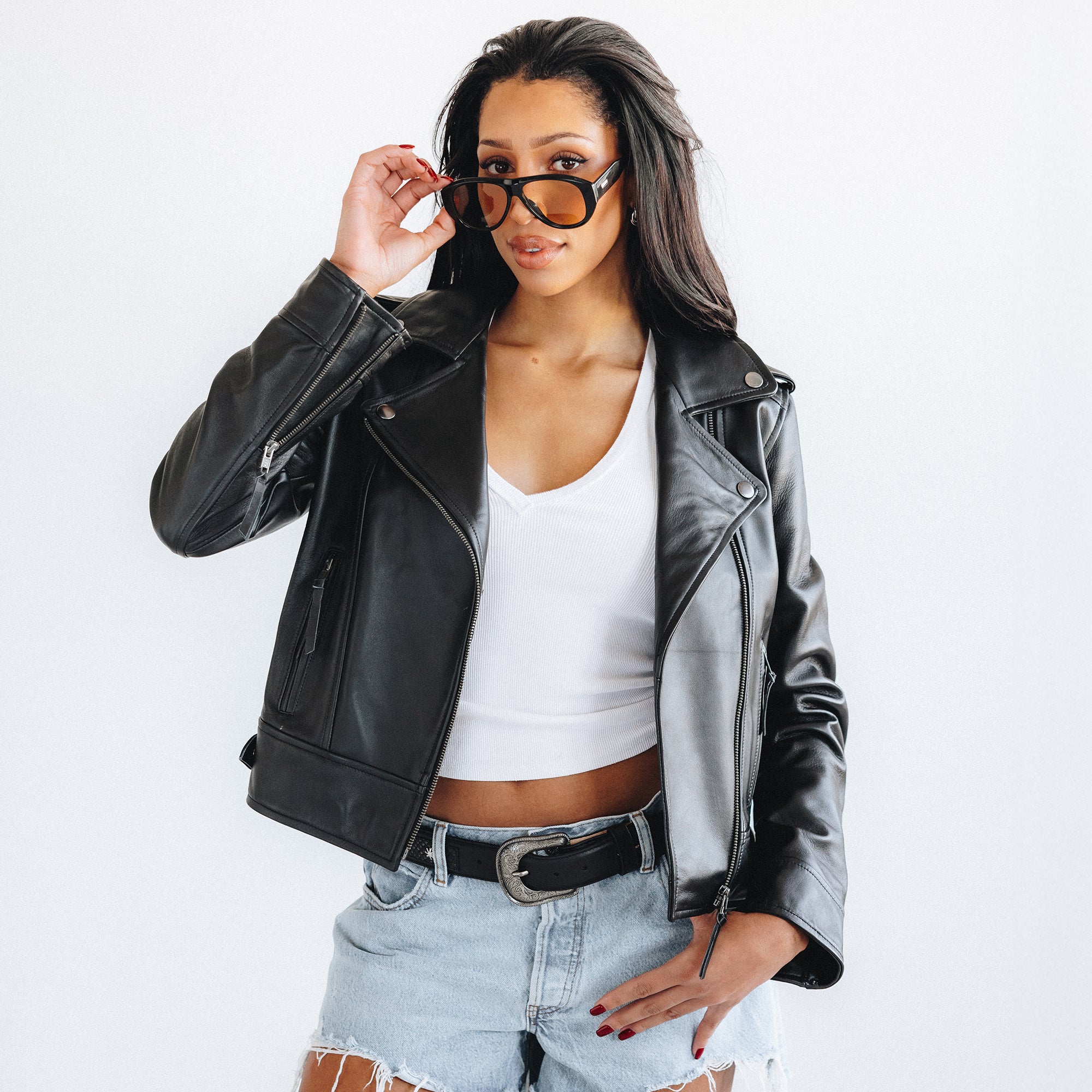 Basic Biker Jacket - Jet Black Leather