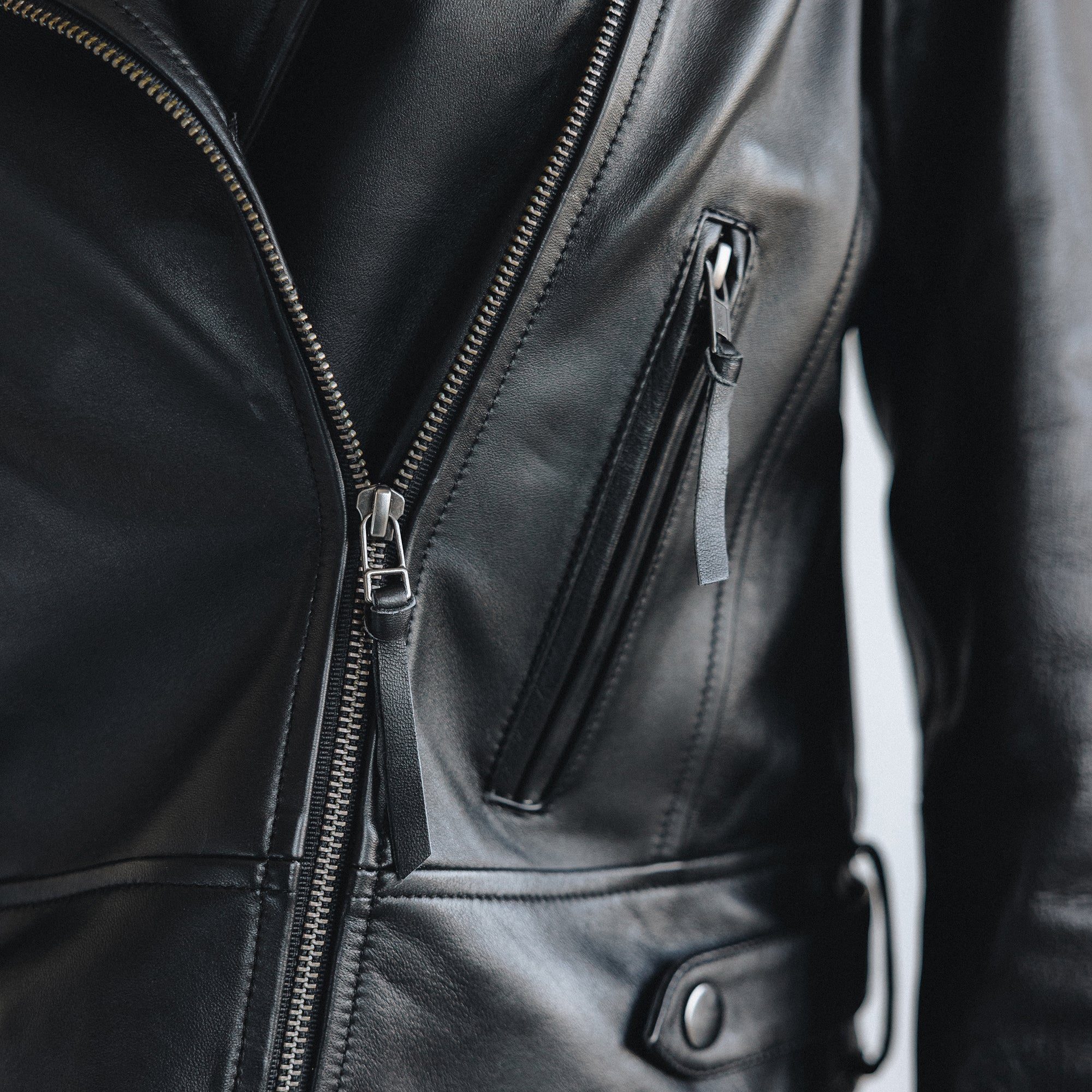 Basic Biker Jacket - Jet Black Leather