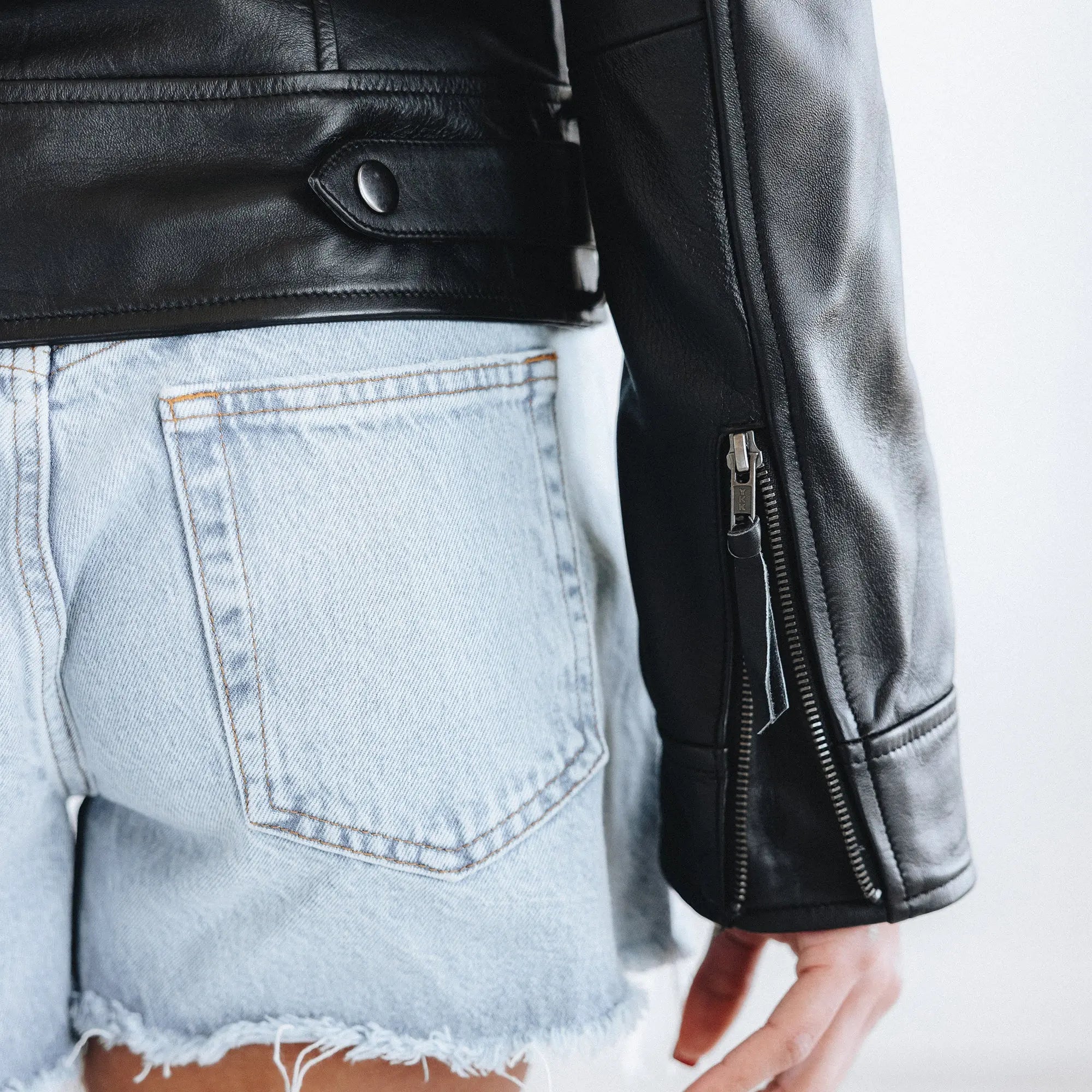 Basic Biker Jacket - Jet Black Leather Jackets Western Fashion by Lane