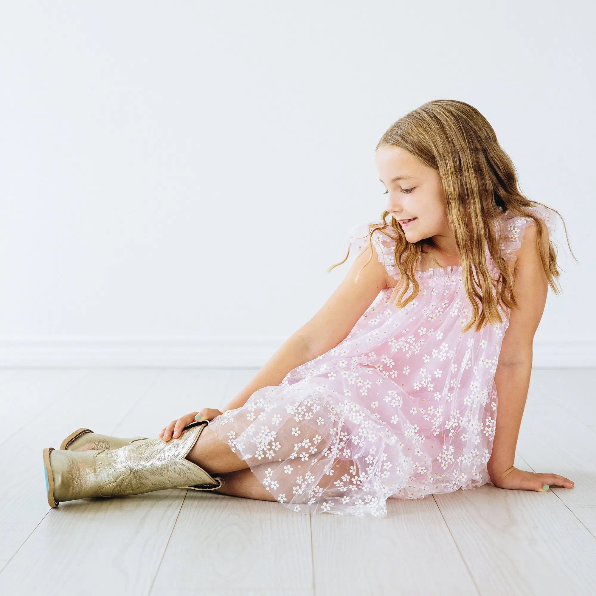 Lil' Lane Girls Smokeshow Boot - Champagne Metallic Kids Boots Western Fashion by Lane