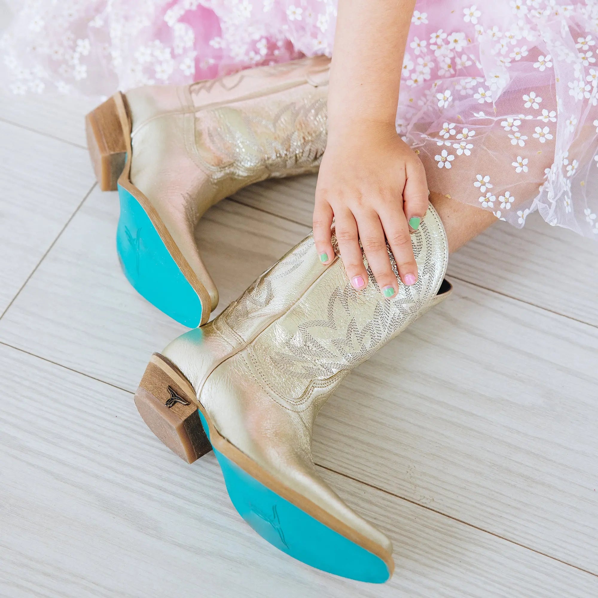 Lil' Lane Girls Smokeshow Boot - Champagne Metallic Kids Boots Western Fashion by Lane