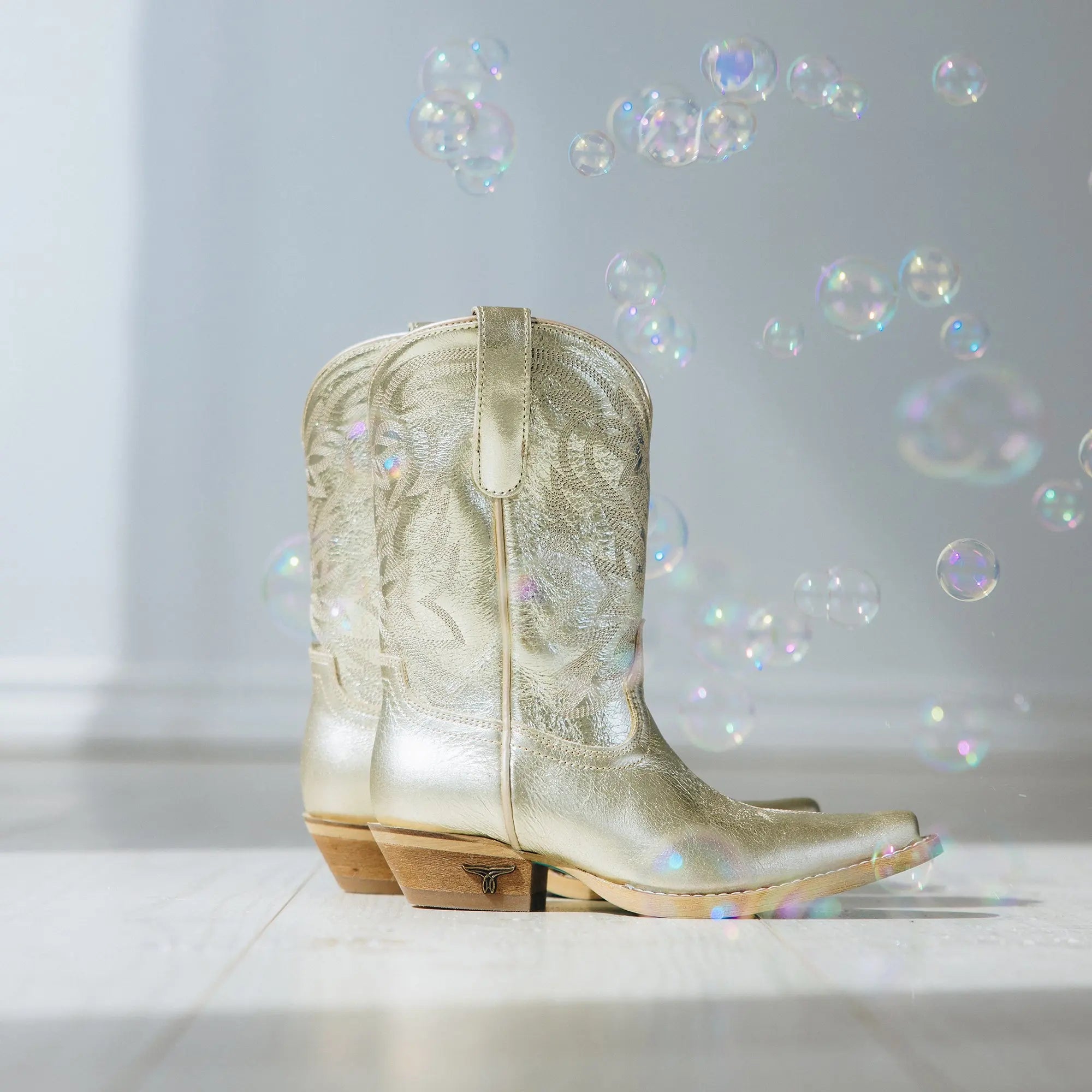 Lil' Lane Girls Smokeshow Boot - Champagne Metallic Kids Boots Western Fashion by Lane