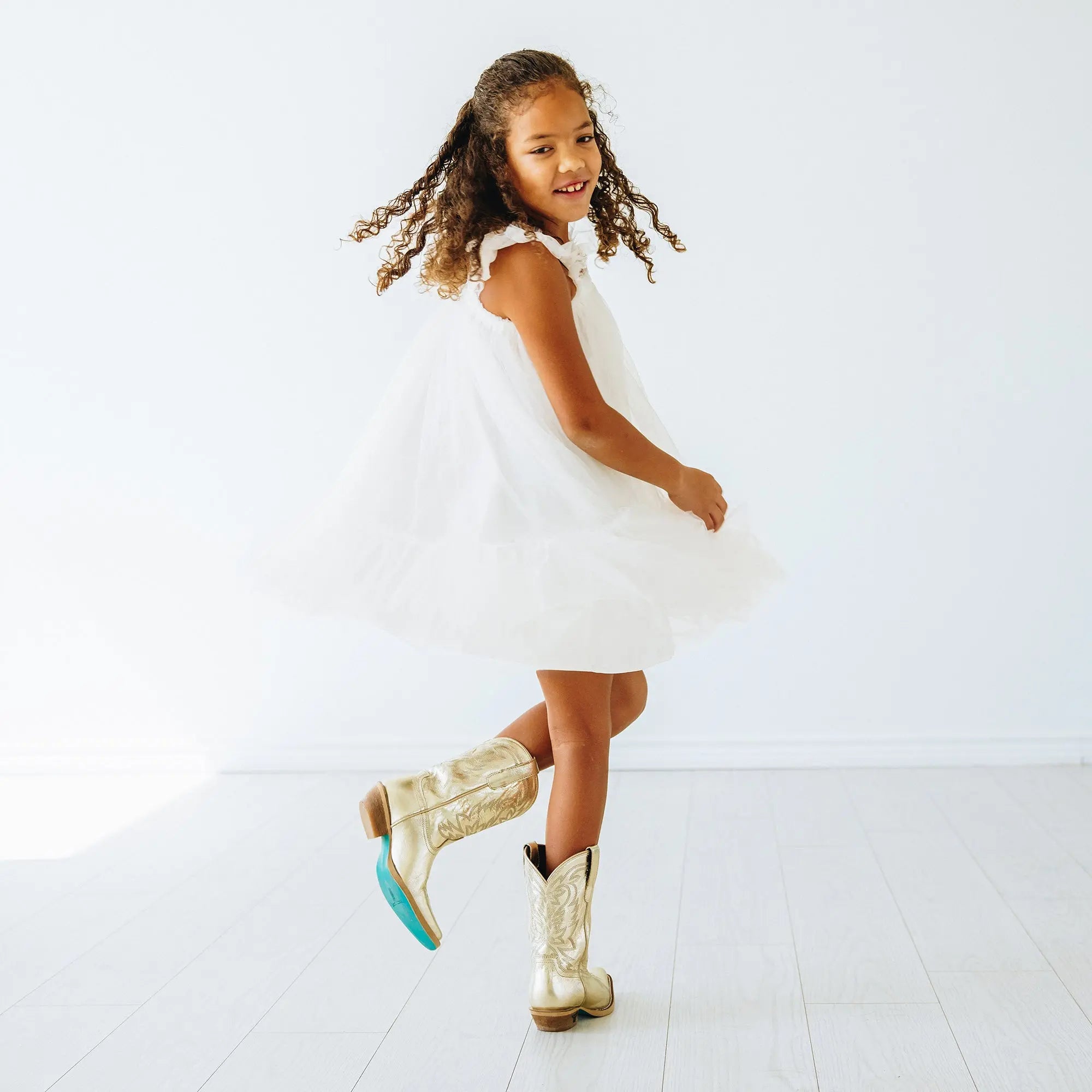 Lil' Lane Girls Smokeshow Boot - Champagne Metallic Kids Boots Western Fashion by Lane