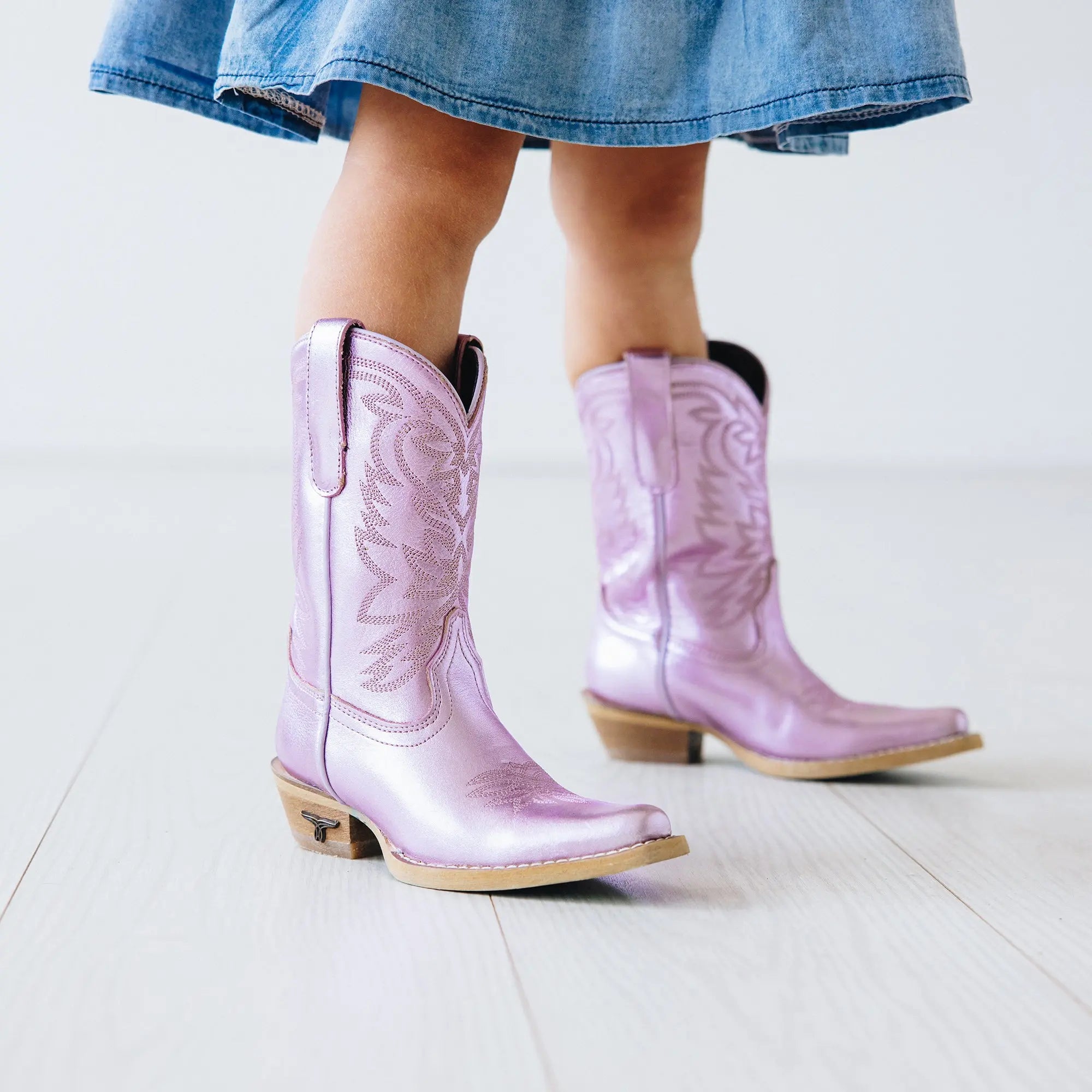 Lil' Lane Girls Smokeshow Boot - Lavender Metallic Kids Boots Western Fashion by Lane