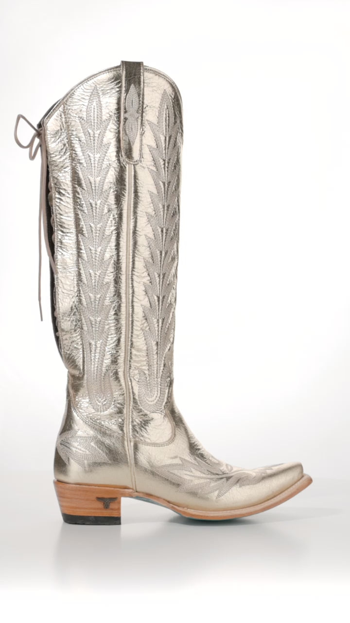 Lexington Knee High Corset - Champagne Metallic Ladies Boot Western Fashion by Lane