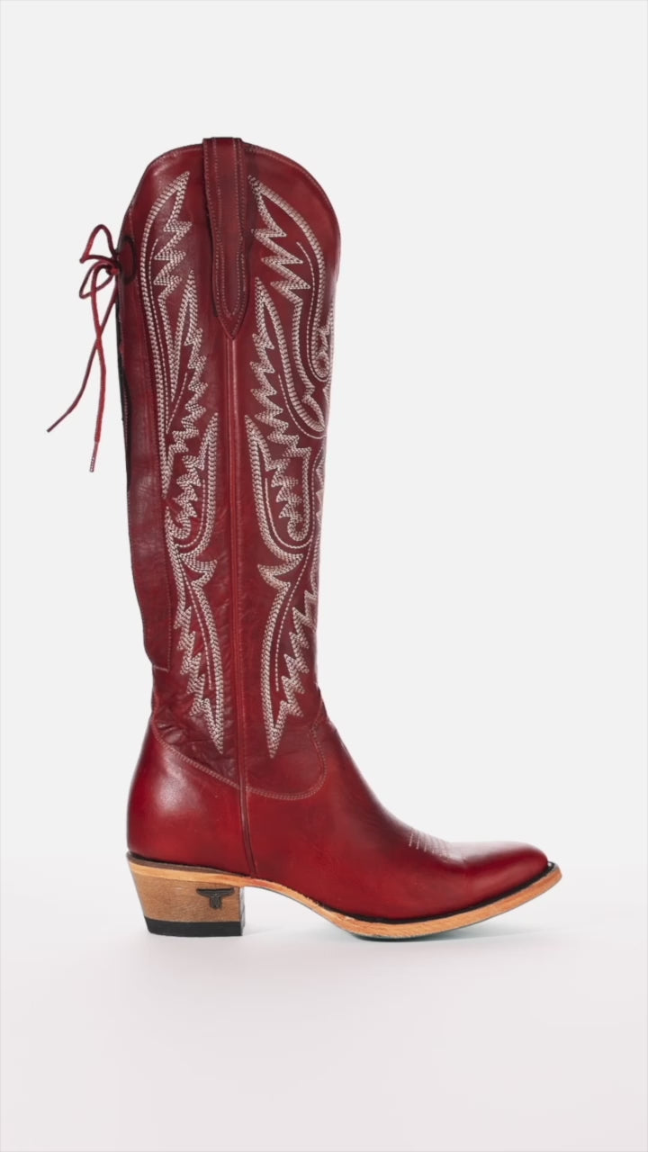 Monica Knee High Corset - Smoldering Ruby Ladies Boot Western Fashion by Lane
