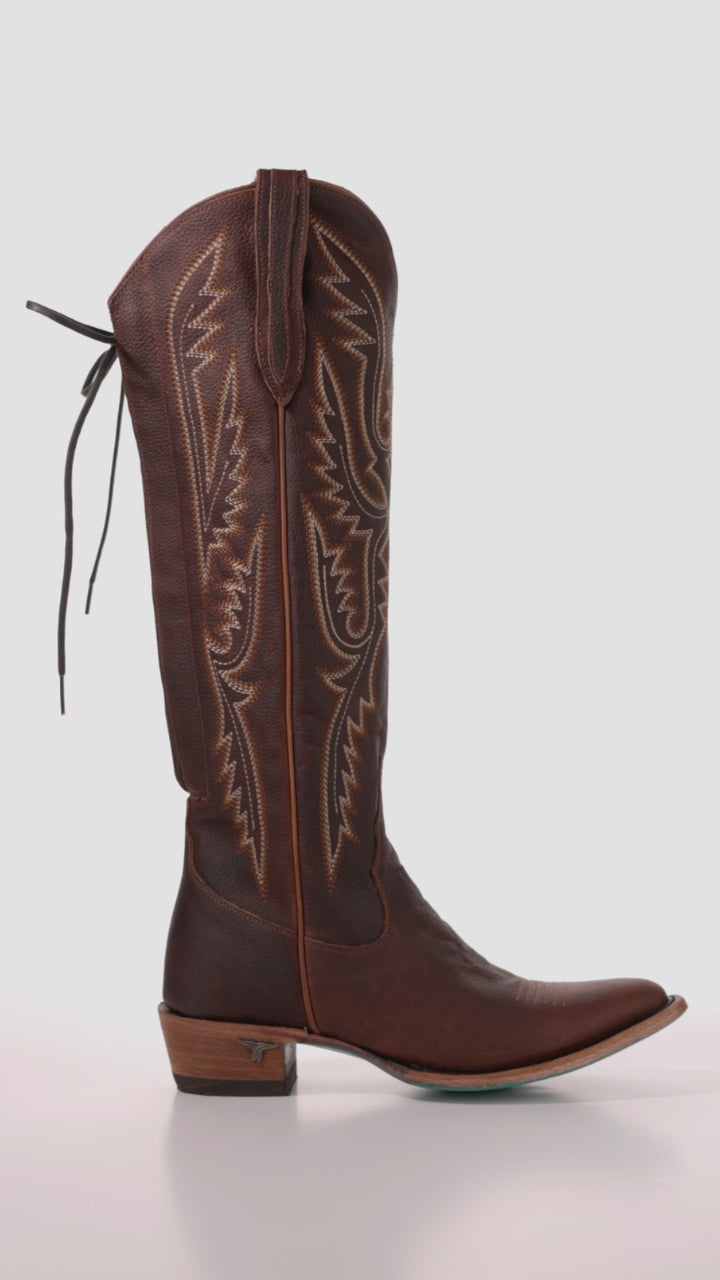 Monica Knee High Corset - Cognac Ladies Boot Western Fashion by Lane
