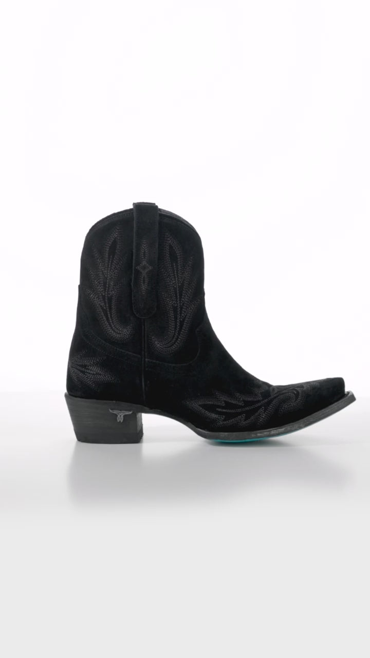 Lexington Bootie - Soft Black Suede Ladies Bootie Western Fashion by Lane