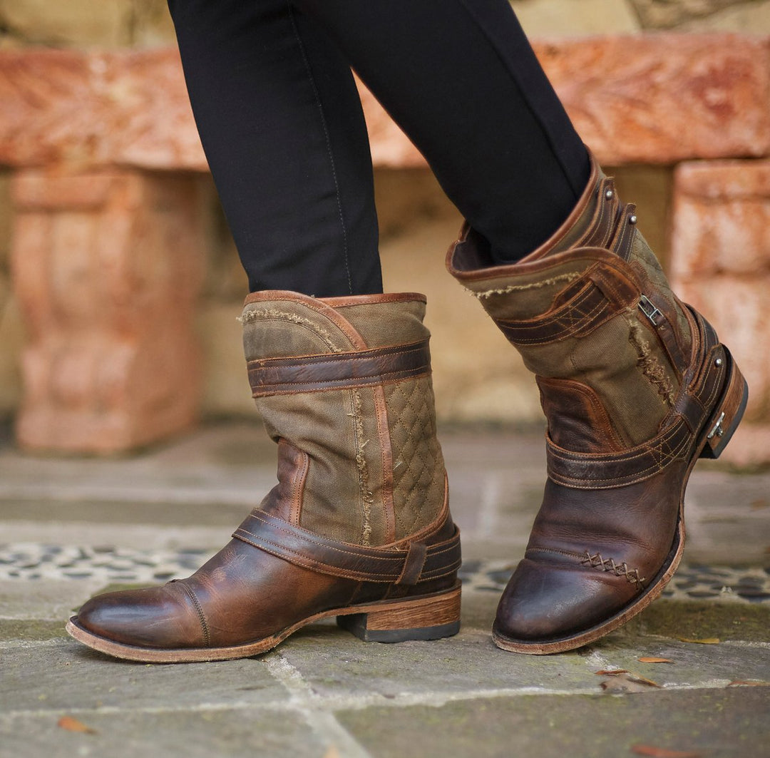 Dustoff Ladies Boot Ladies Bootie Worn Sage/Cognac Western Fashion by Lane