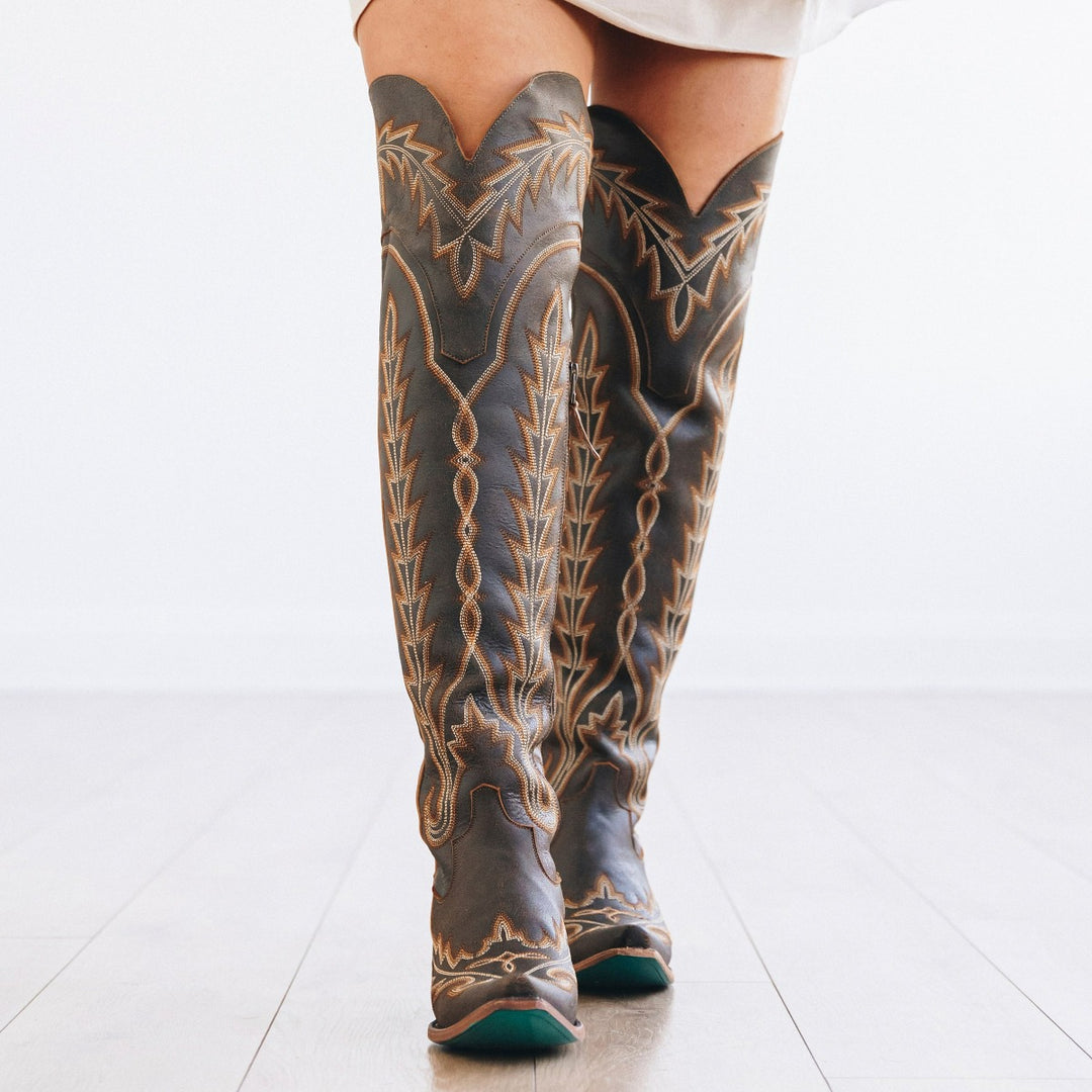 Lexington OTK Ladies Boot Brown Crackle Western Fashion by Lane