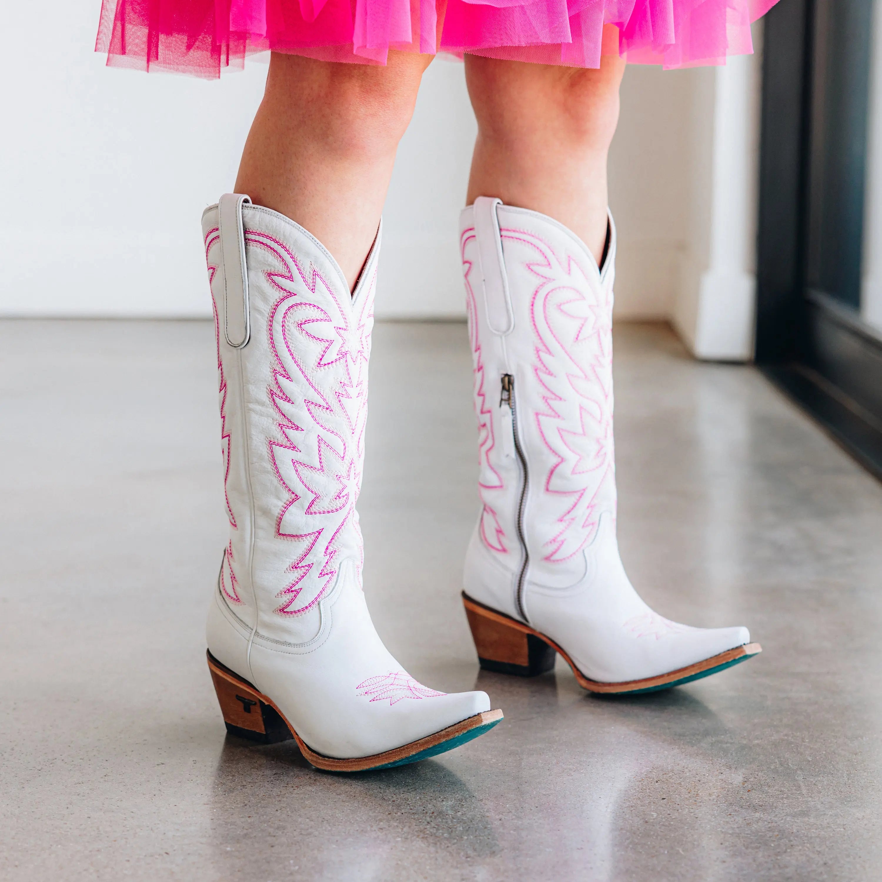 Smokeshow Boot - Matte White and Neon Pink Ladies Boot Western Fashion by Lane