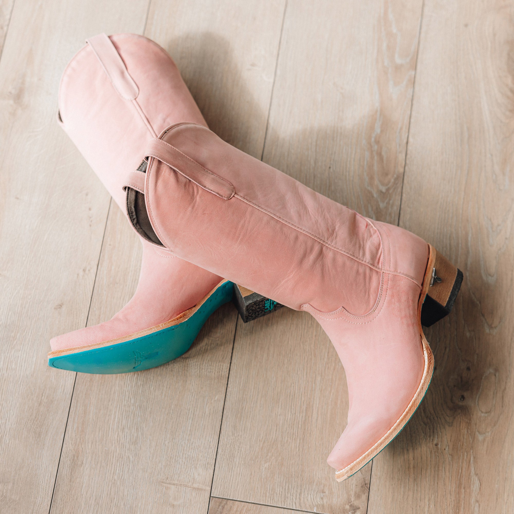 Lane Snip Toe Boots in Blush Pink