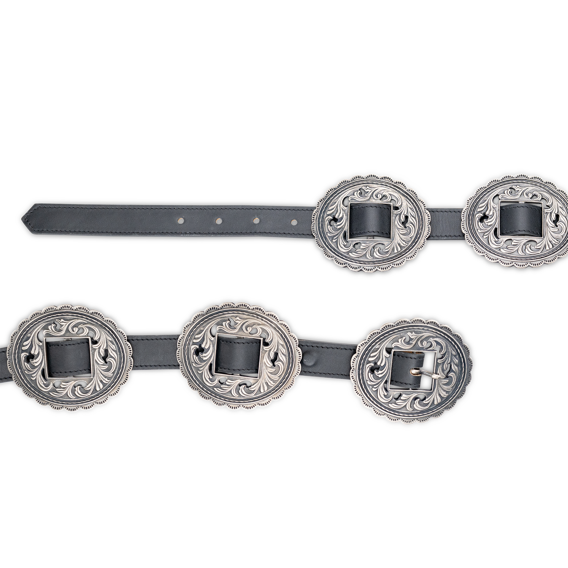 Lane Silver Concho Belt - Jet Black Belt Western Fashion by Lane