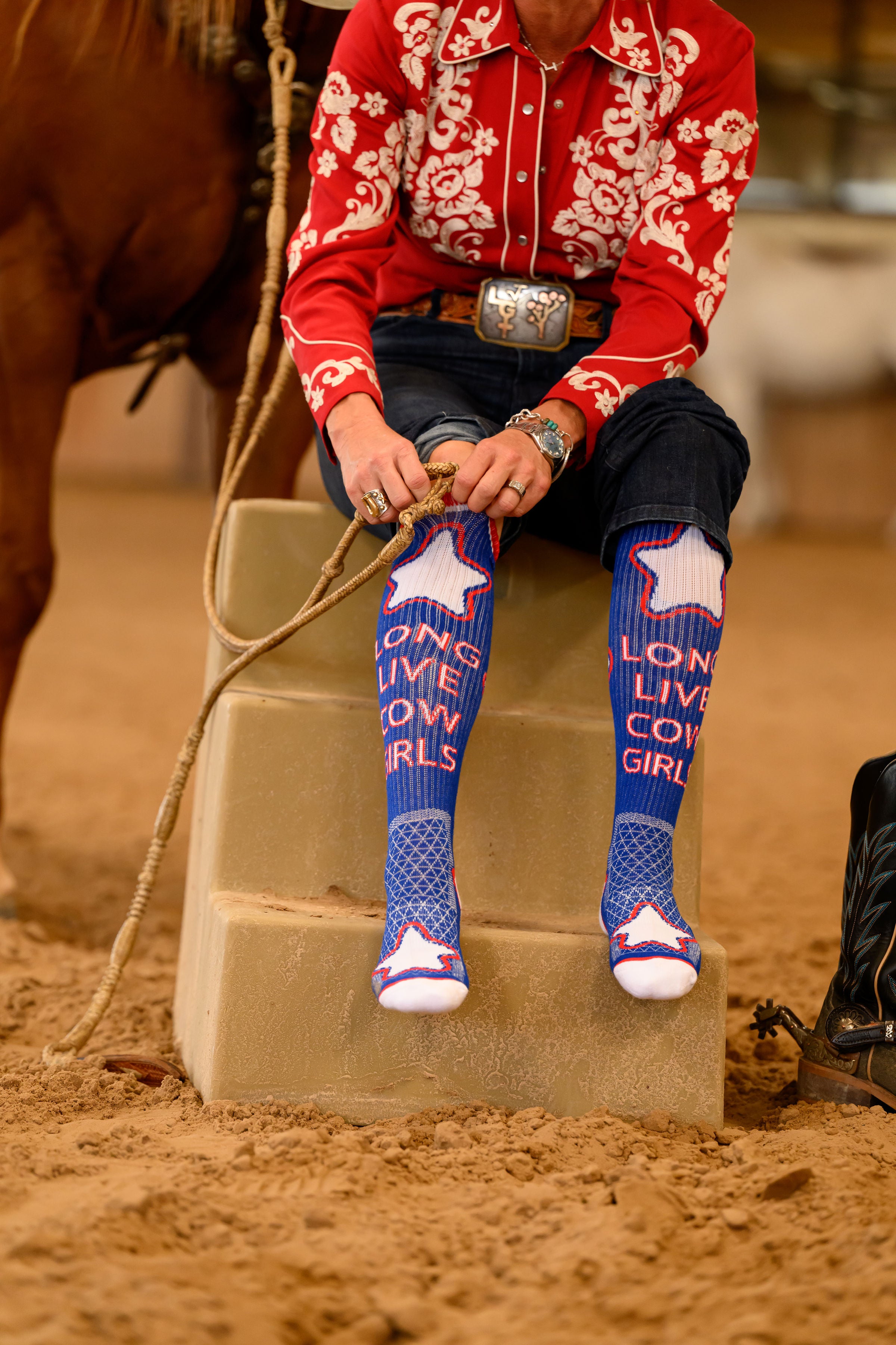 Long Live Cowgirls Red/Blue Performance Socks