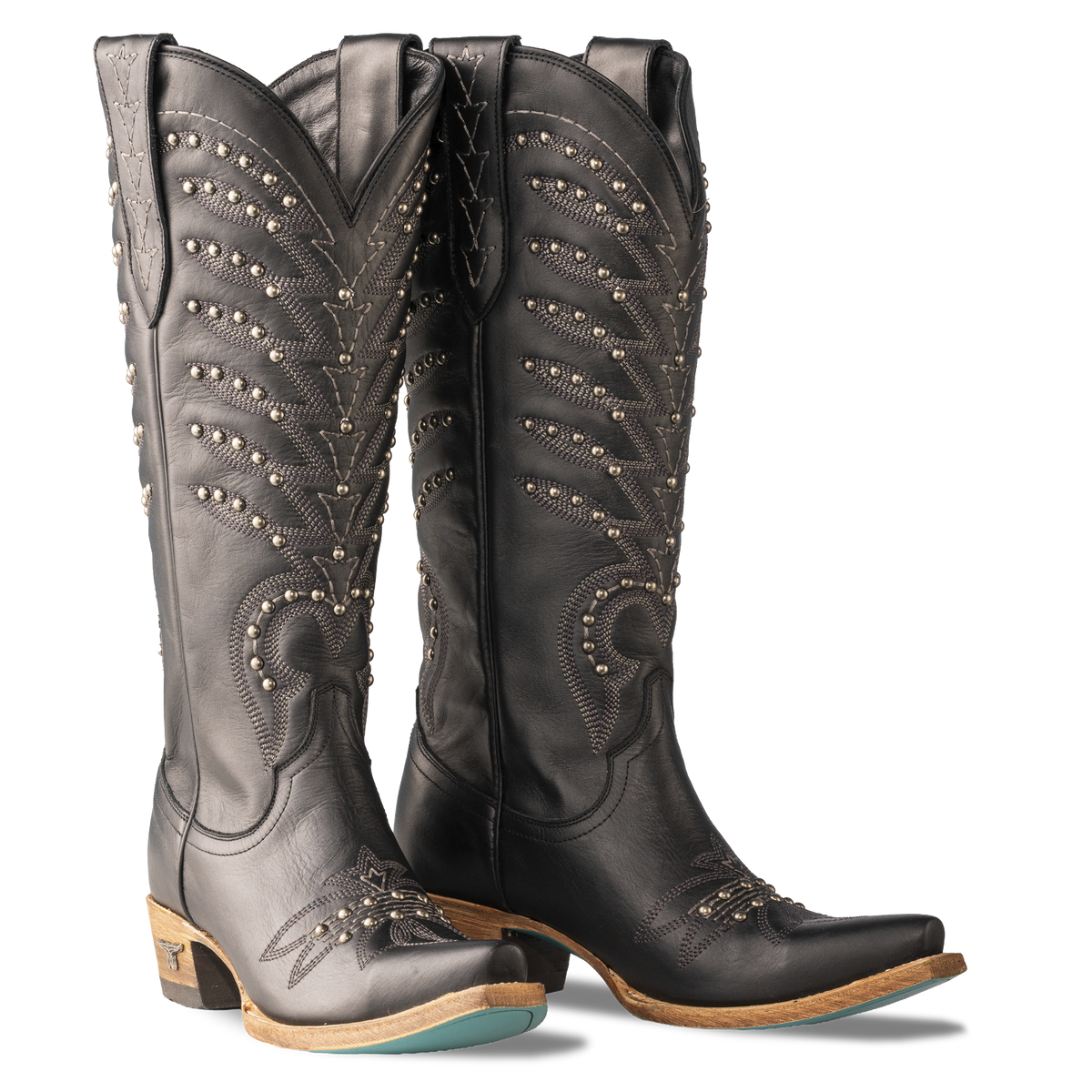 Studded Squash Blossom - Jet Black Ladies Boot Western Fashion by Lane