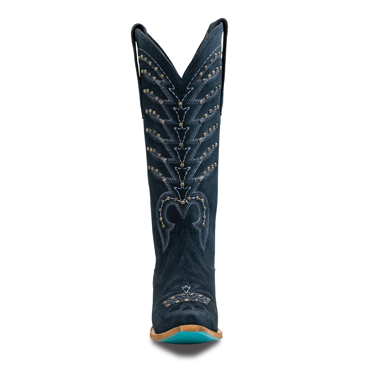 Studded Squash Blossom Boot - Navy Suede Ladies Boot Western Fashion by Lane
