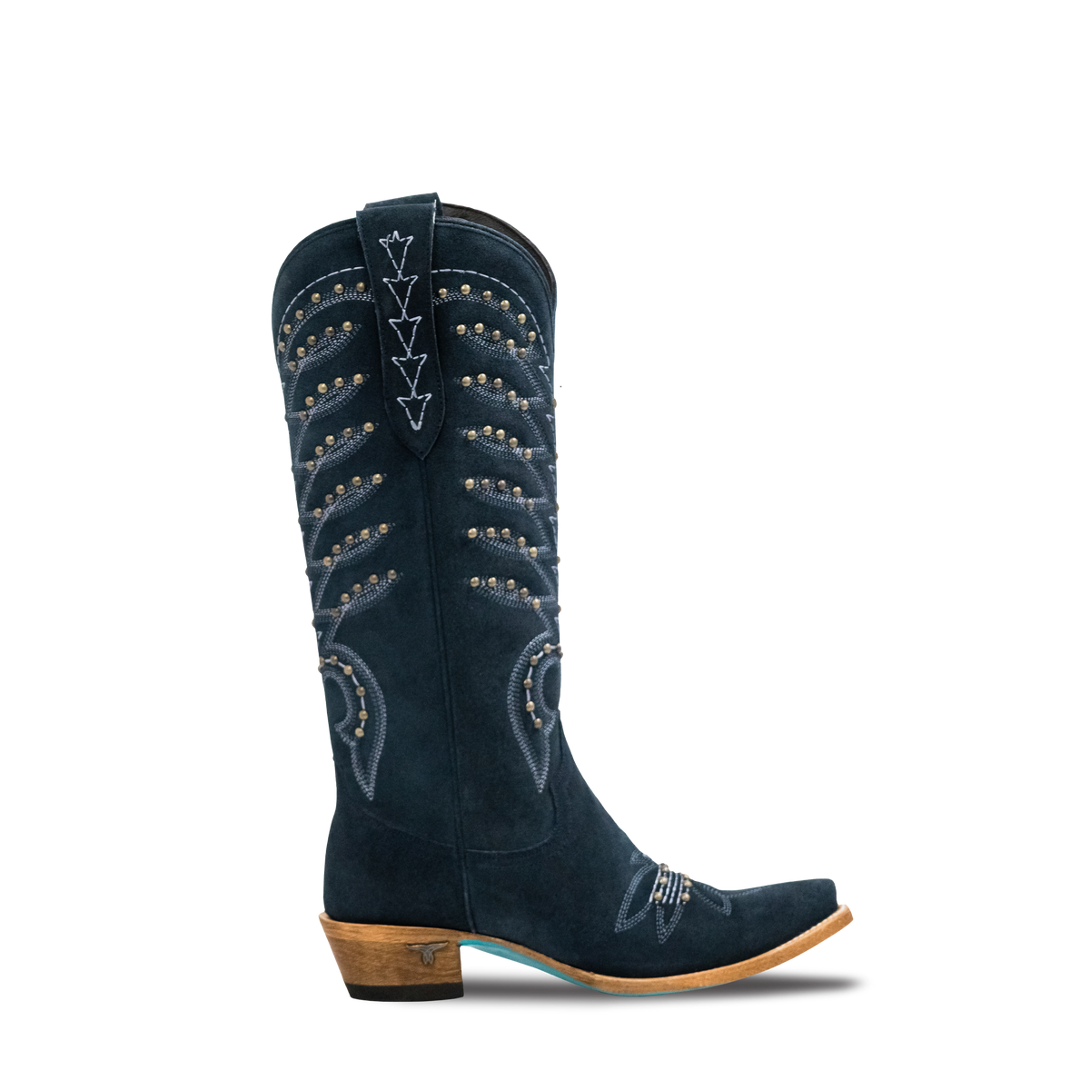 Studded Squash Blossom Boot - Navy Suede Ladies Boot Western Fashion by Lane