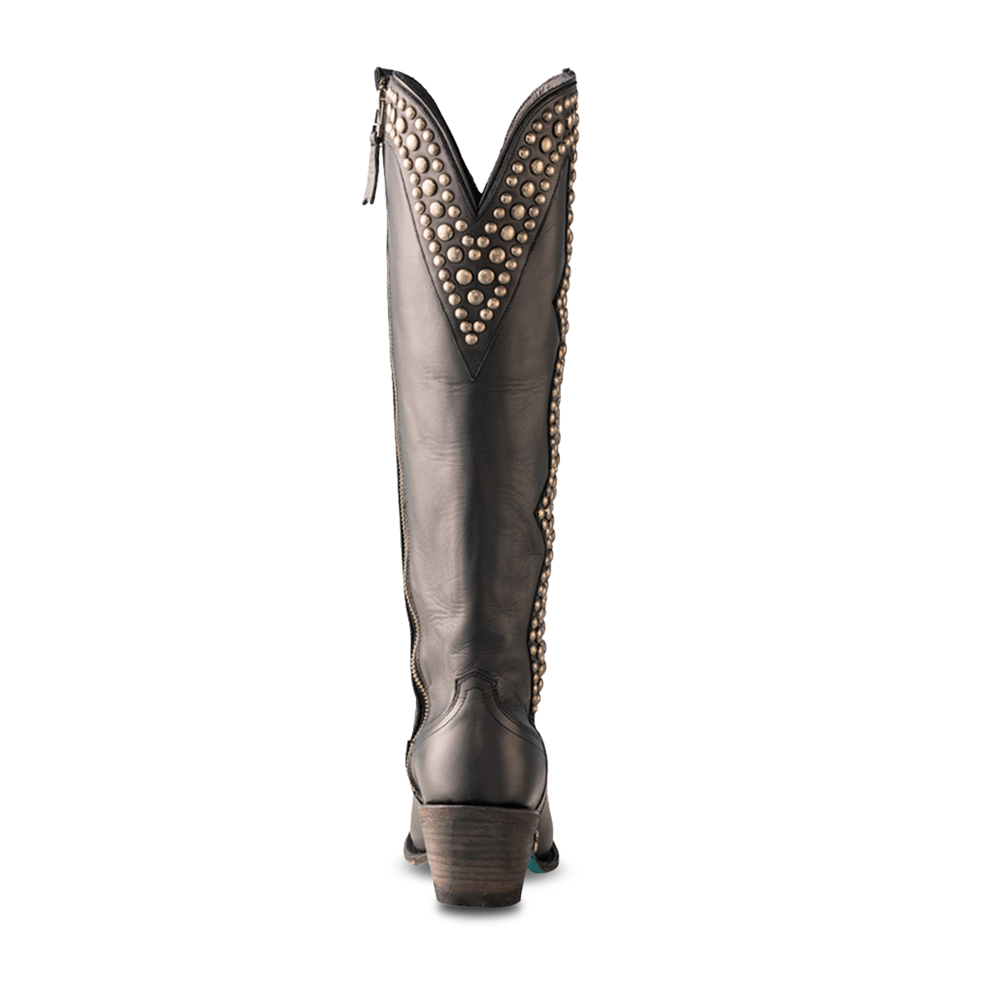 Studded Helix Knee High - Jet Black Lane Boots