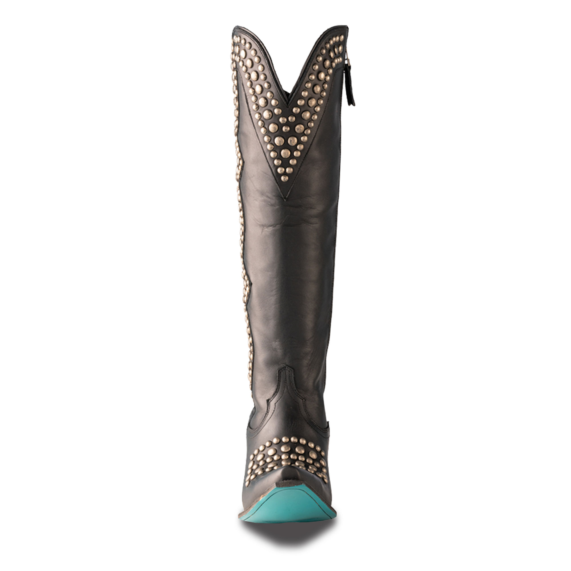 Studded Helix Knee High - Jet Black Lane Boots