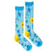 Colorful socks with a pattern on a white background