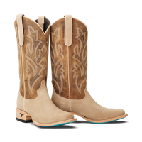 Classic Square Boot - Latte Suede and Burnt Caramel Ladies Boot Latte Suede Western Fashion by Lane