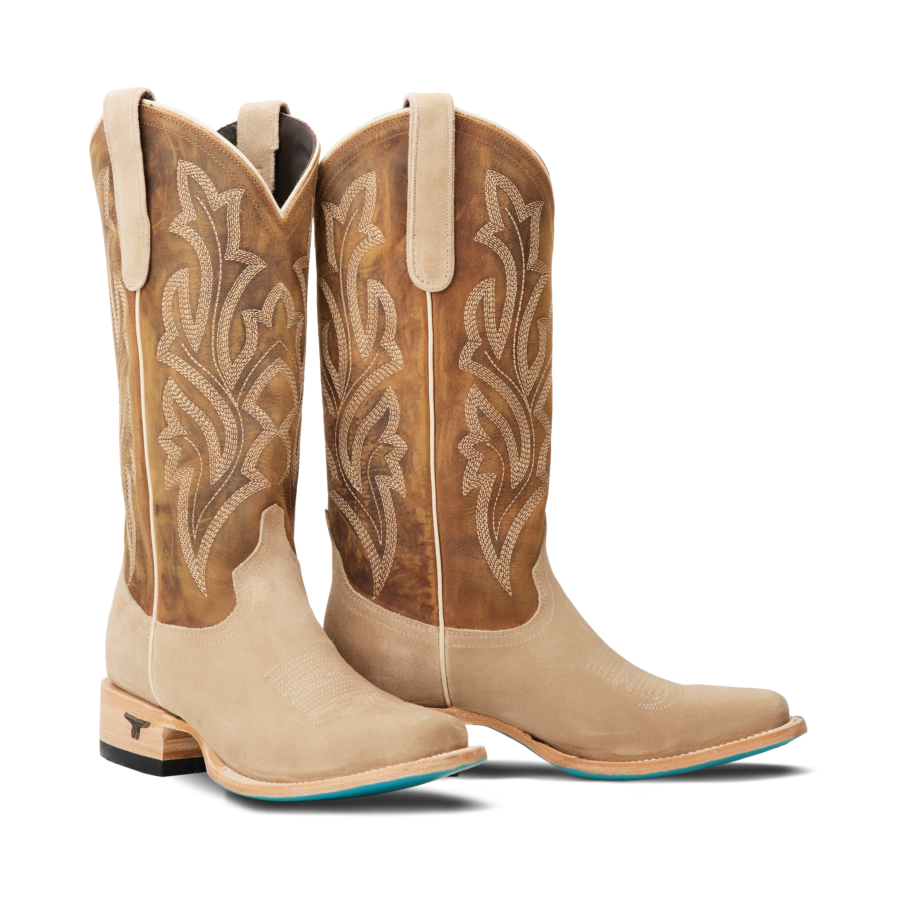 Classic Square Boot - Latte Suede and Burnt Caramel Ladies Boot Western Fashion by Lane