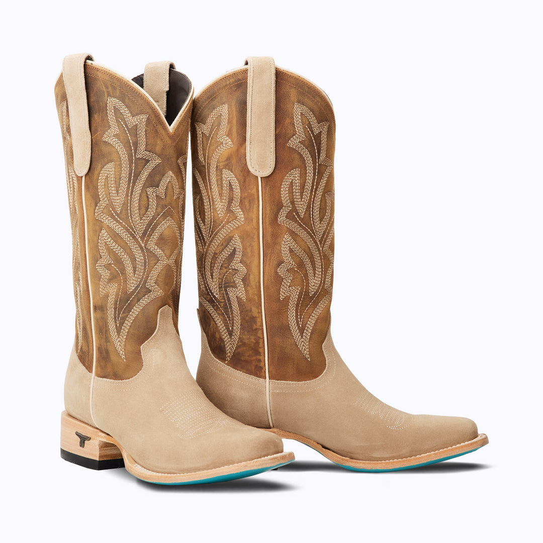 The Classic Square - Latte Suede & Burnt Caramel Ladies Boot  Western Fashion by Lane