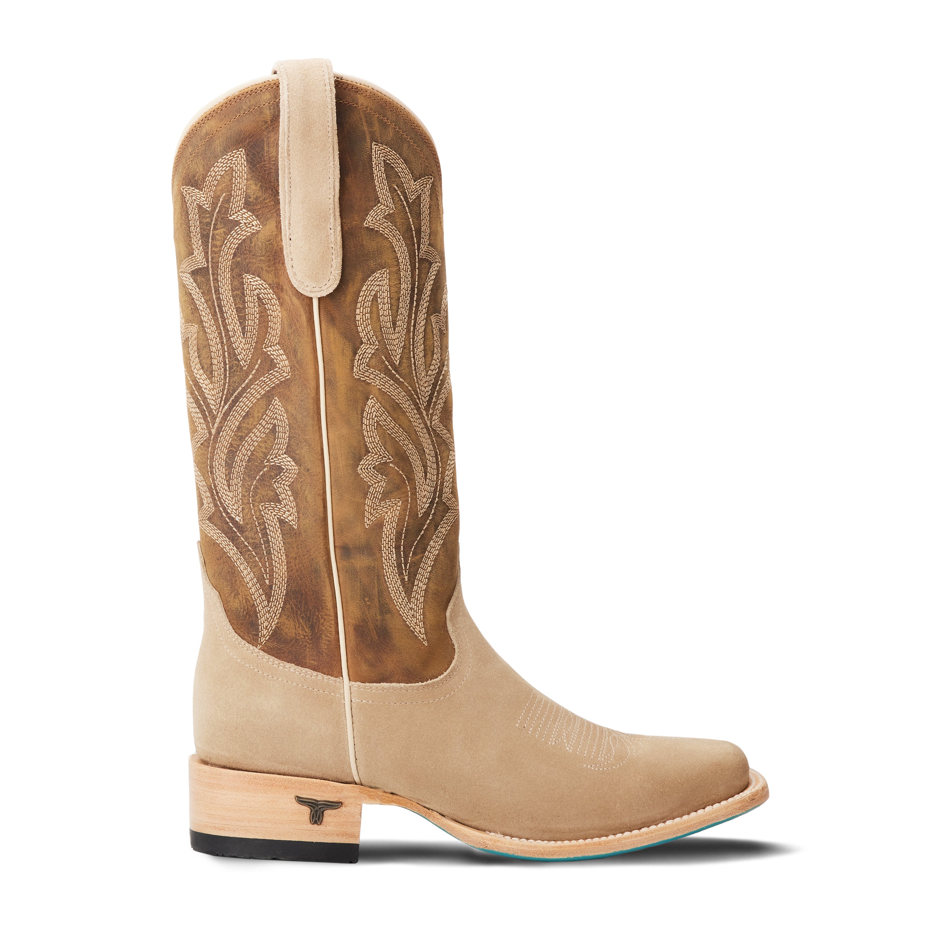 Classic Square Boot - Latte Suede and Burnt Caramel Ladies Boot Western Fashion by Lane