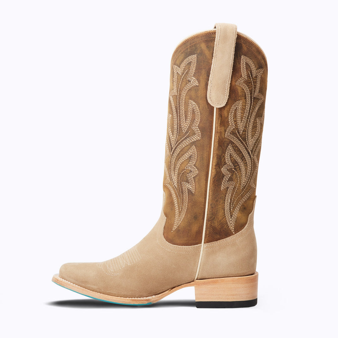 The Classic Square - Latte Suede & Burnt Caramel Ladies Boot  Western Fashion by Lane