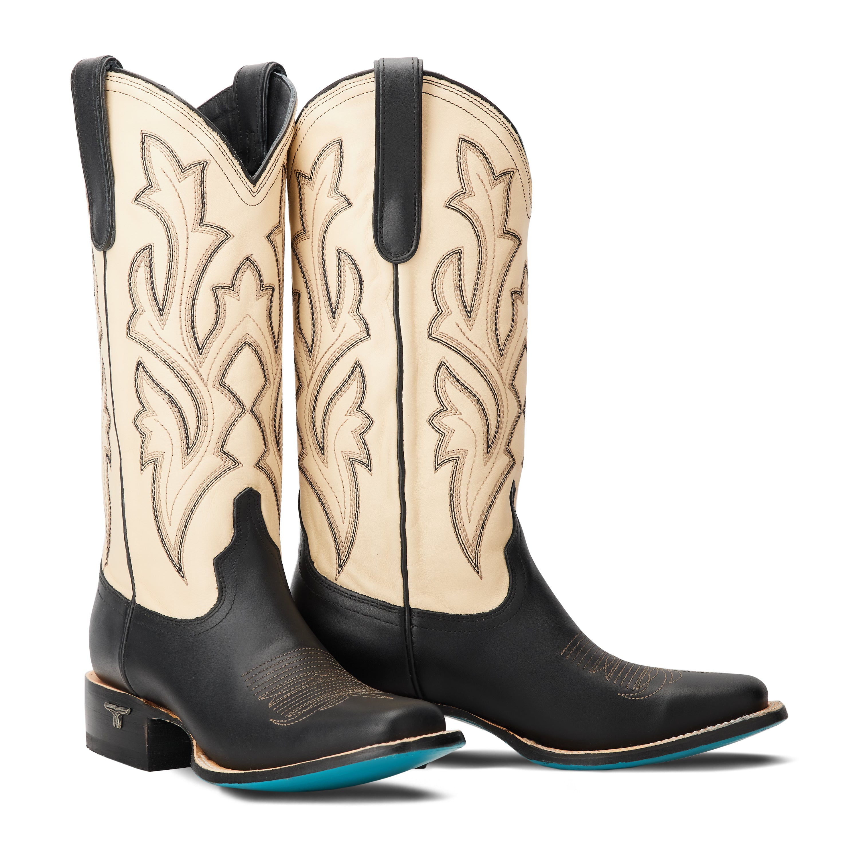 Classic Square Boot - Jet Black and Pale Ivory Ladies Boot Western Fashion by Lane