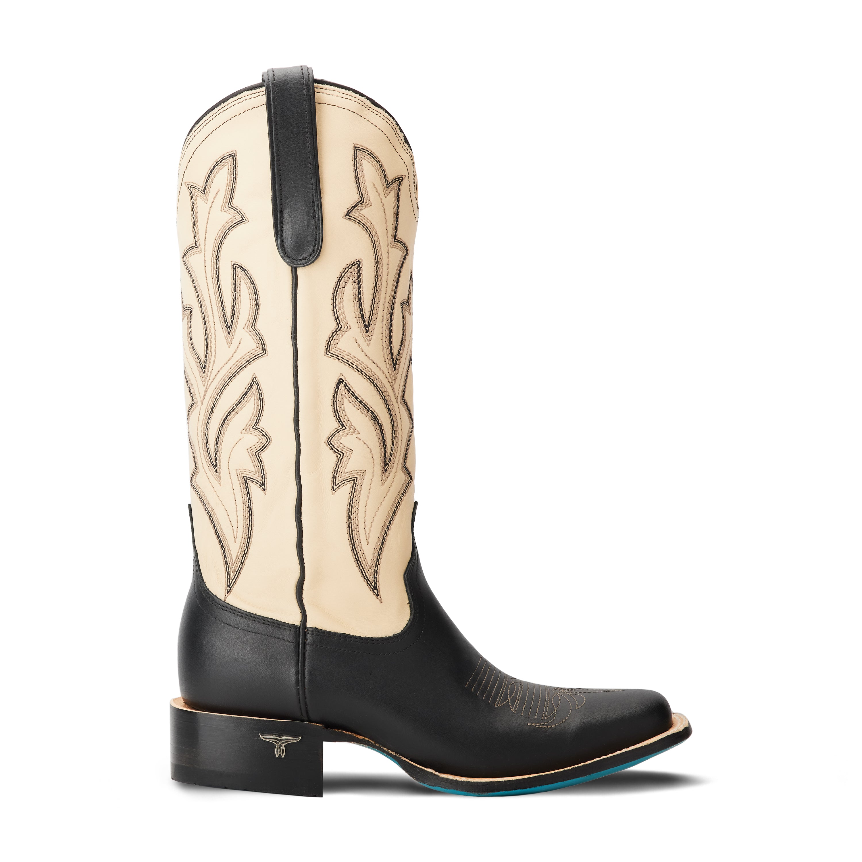Classic Square Boot - Jet Black and Pale Ivory Ladies Boot Western Fashion by Lane