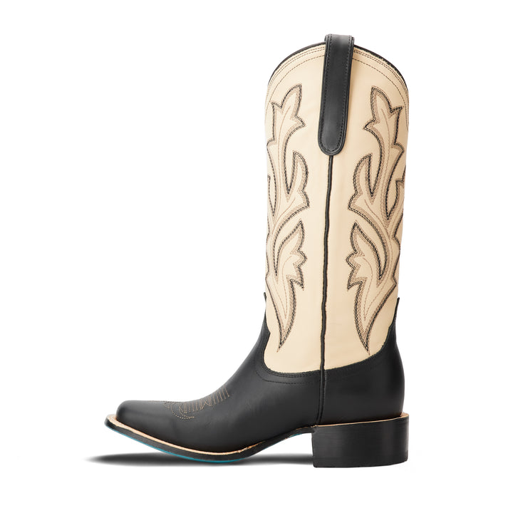 Saratoga Square - Jet Black & Pale Ivory Ladies Boot  Western Fashion by Lane