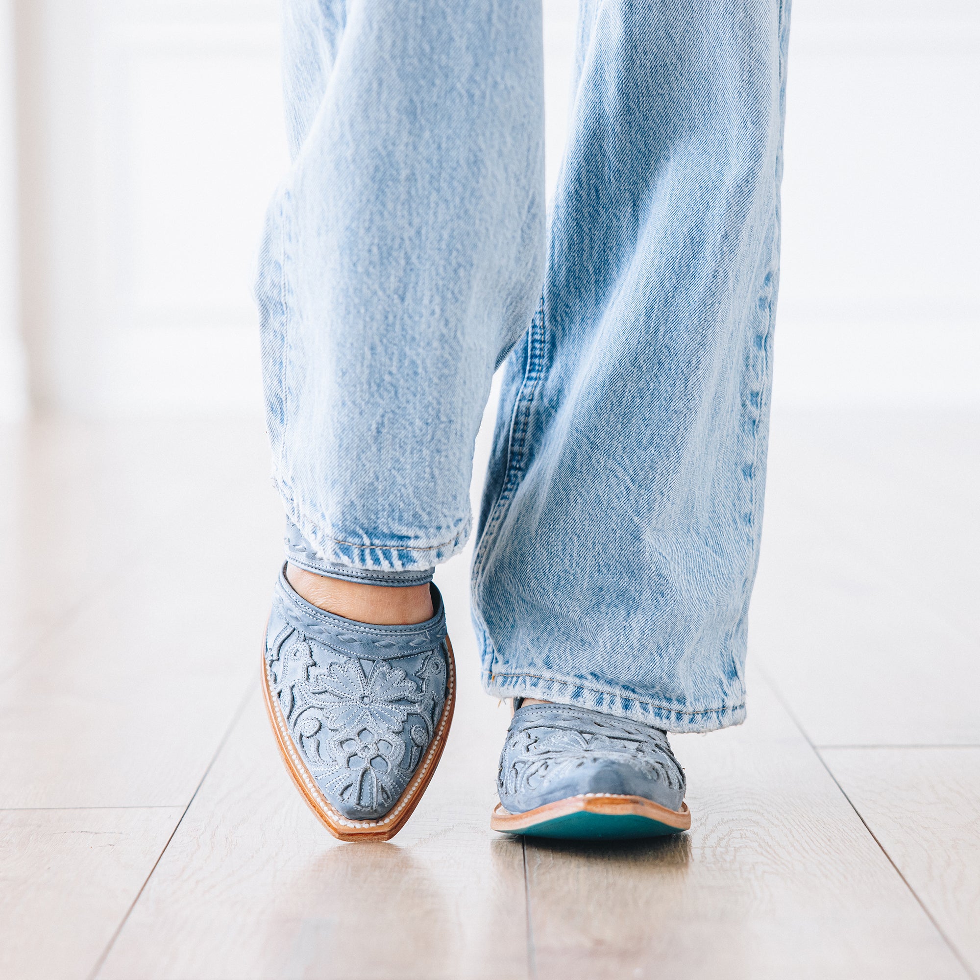 Robin Slingback Mule - Washed Denim Mule Western Fashion by Lane