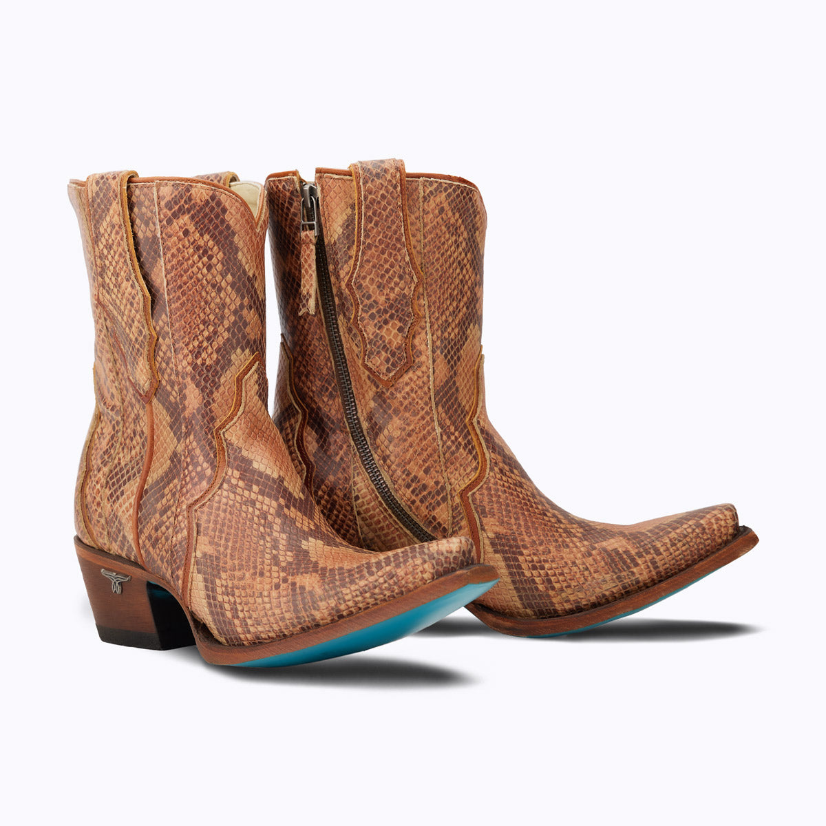 Vickson Bootie Womens Tan Snake Booties Western Ankle Boots