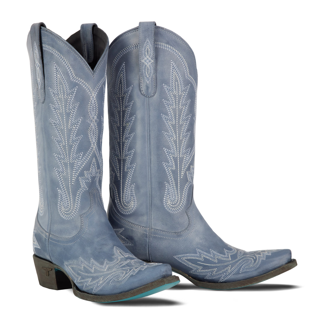 Lexington Ladies Boot Washed Denim Western Fashion by Lane
