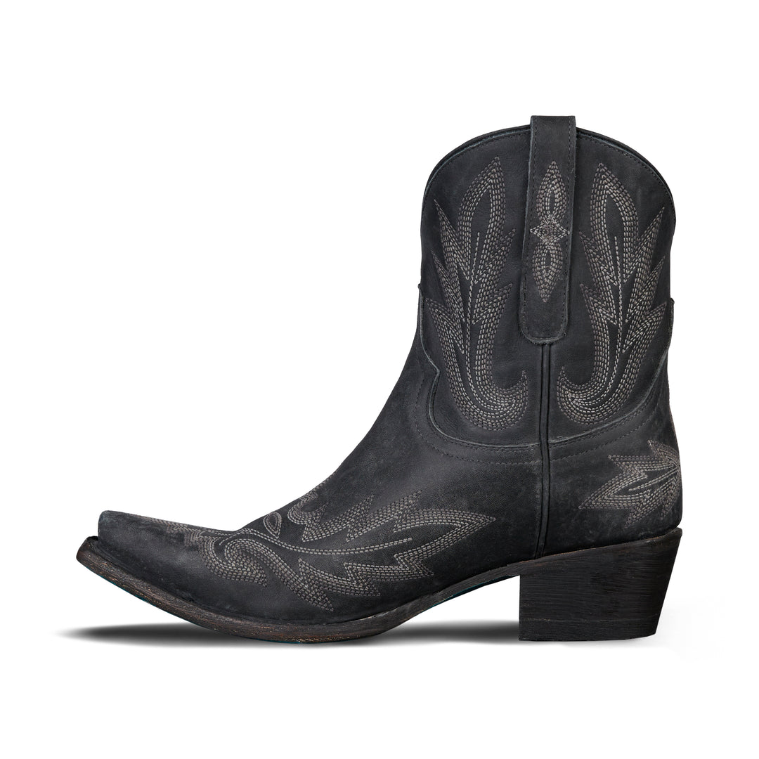 Lexington Bootie - Distressed Jet Black Ladies Bootie  Western Fashion by Lane