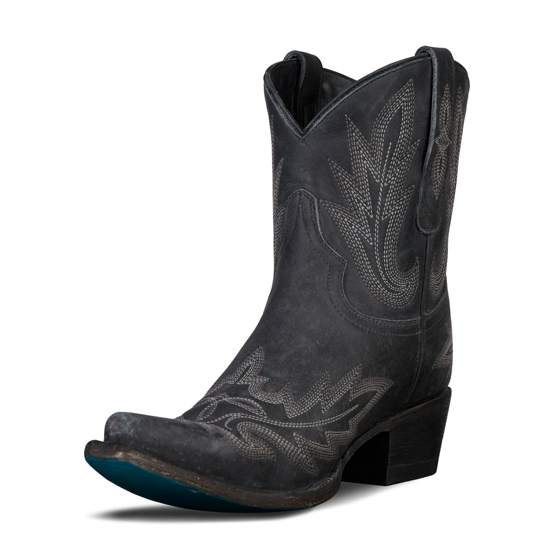 Lexington Bootie - Distressed Jet Black Ladies Bootie  Western Fashion by Lane