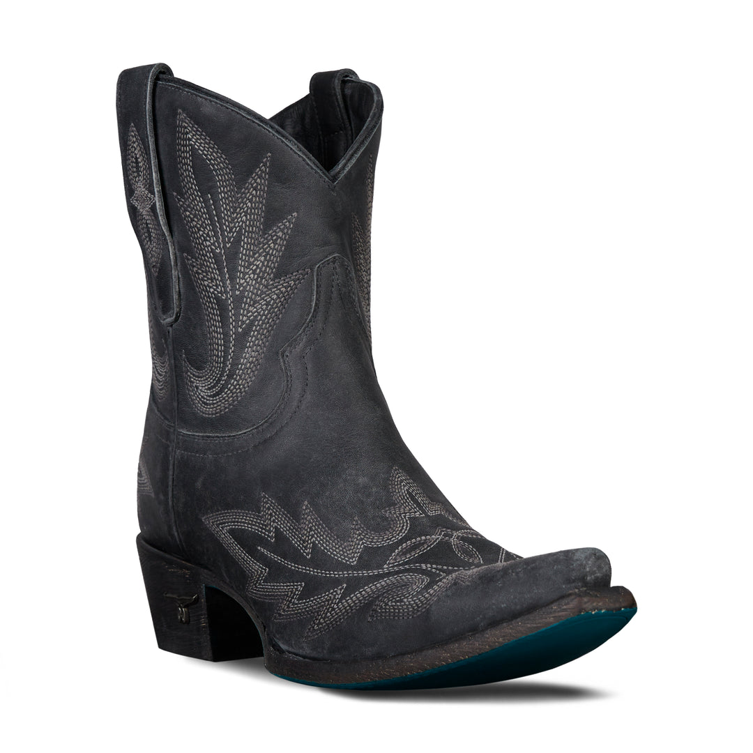 Lexington Bootie - Distressed Jet Black Ladies Bootie  Western Fashion by Lane