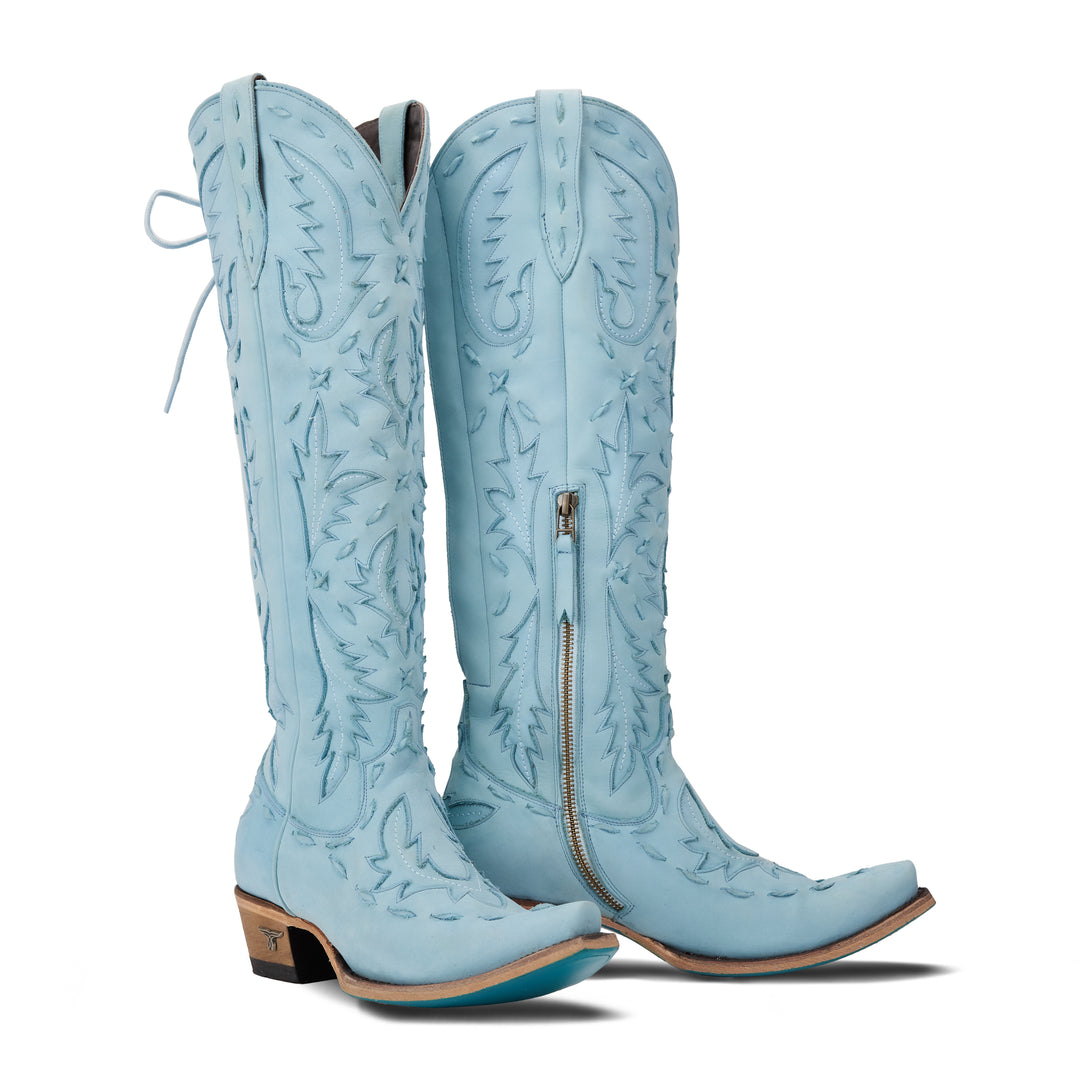 Reverie Knee High Corset - Powder Blue Ladies Boot Powder Blue Western Fashion by Lane