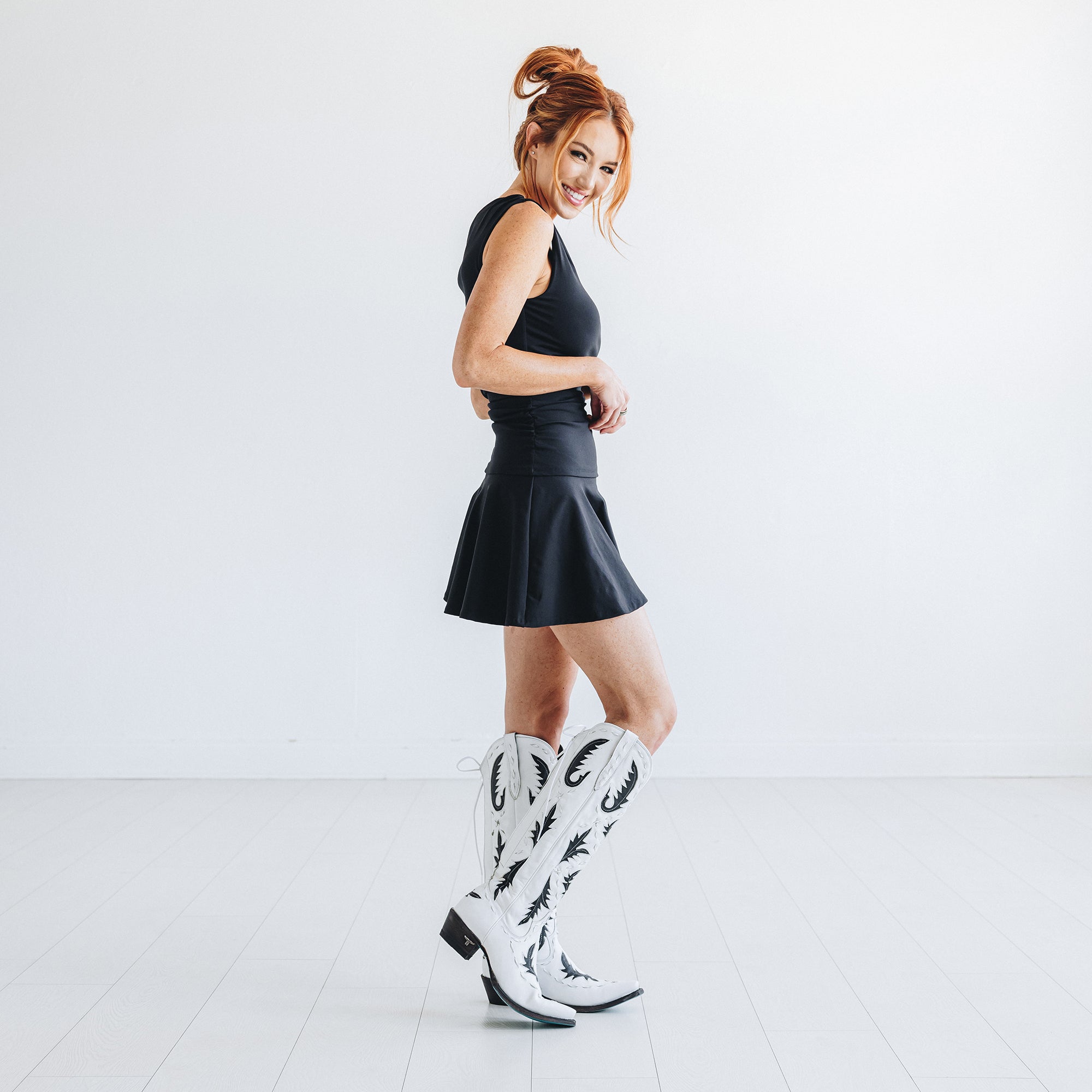 Reverie Knee High Corset - Newsprint Ladies Boot Western Fashion by Lane