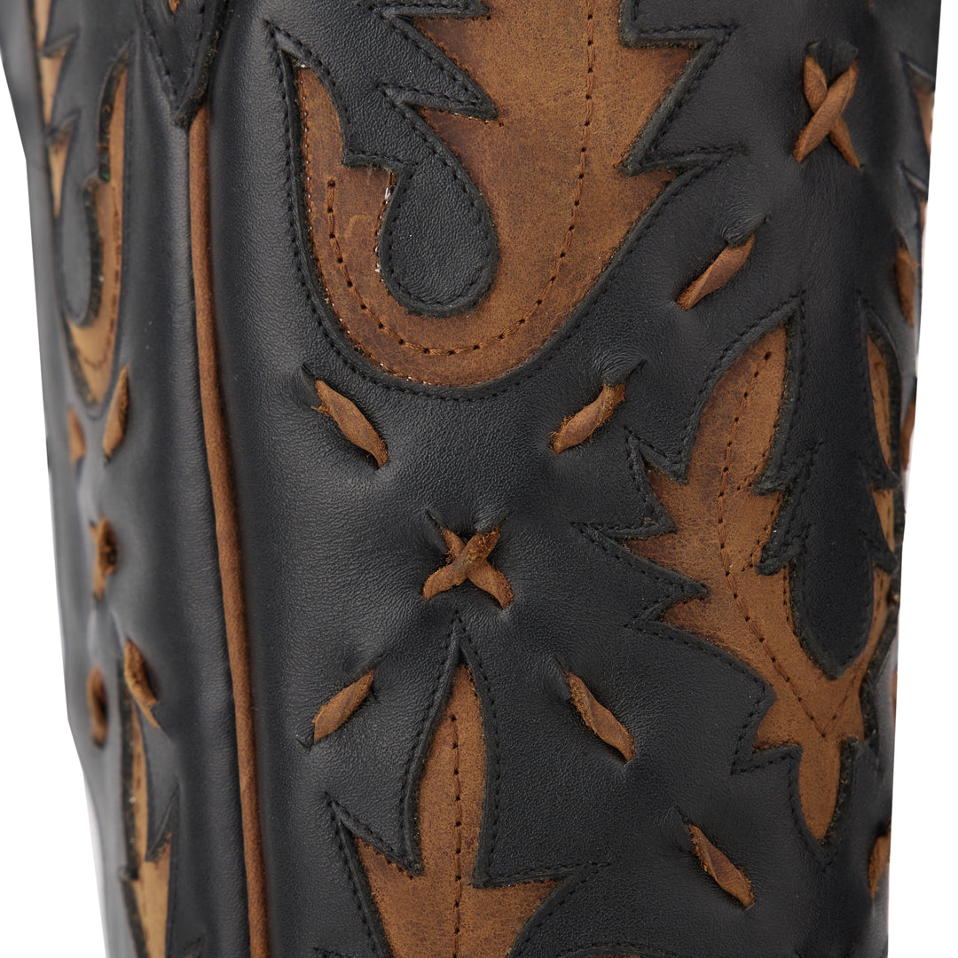 Reverie Knee High Corset - Jet Black and Burnt Caramel Ladies Boot Western Fashion by Lane