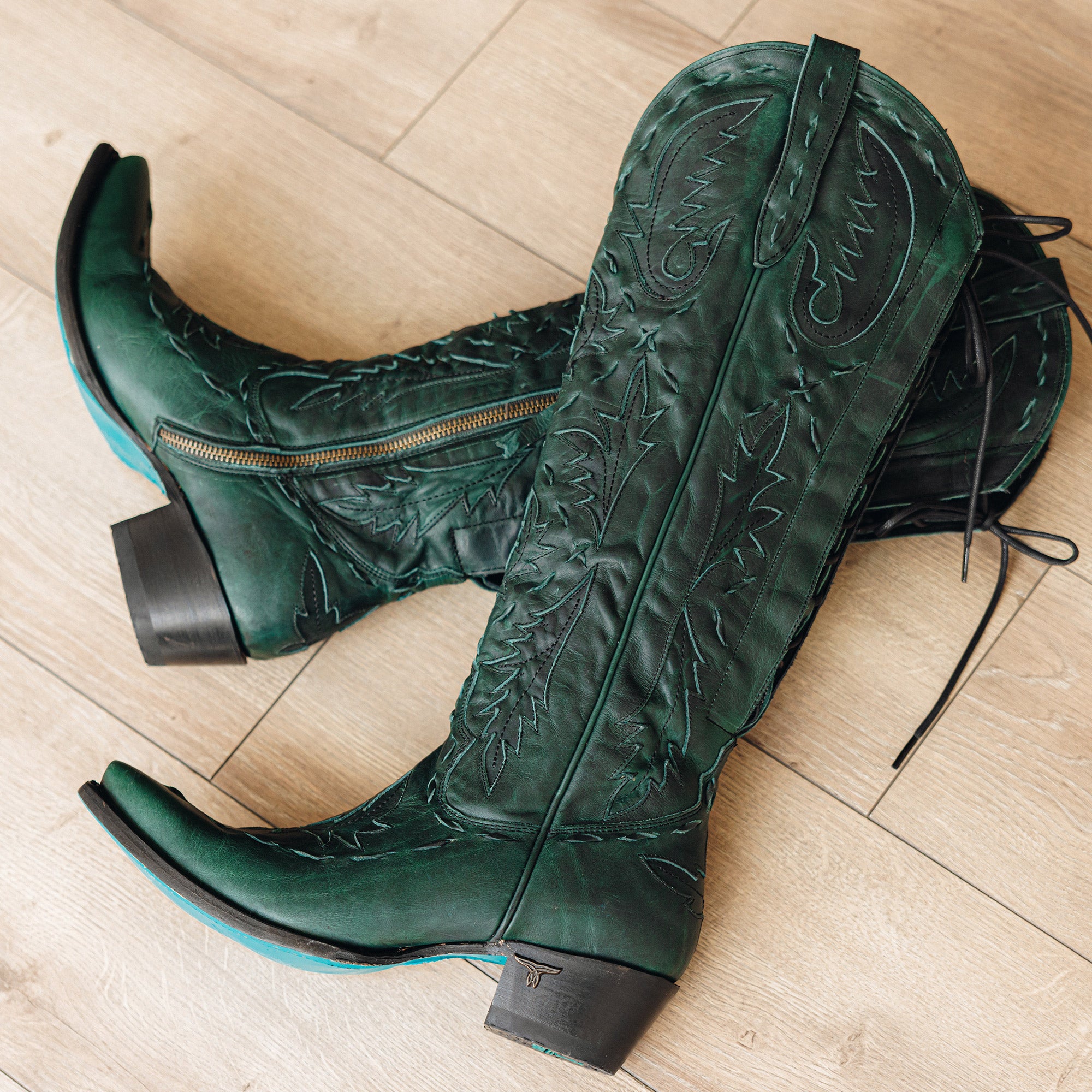 Reverie Knee High Corset - Emerald Green Ladies Boot Western Fashion by Lane