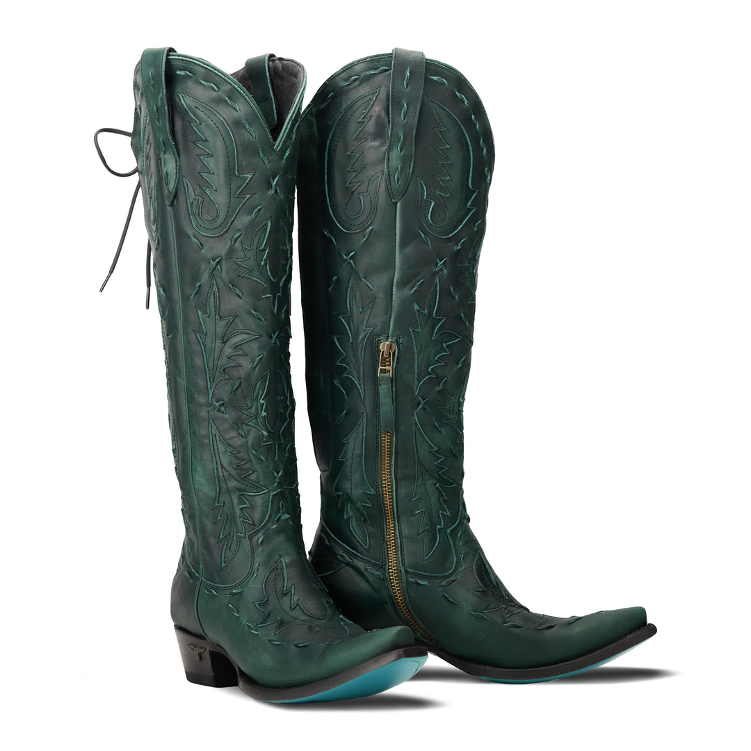 Reverie Knee High Corset - Emerald Ladies Boot  Western Fashion by Lane