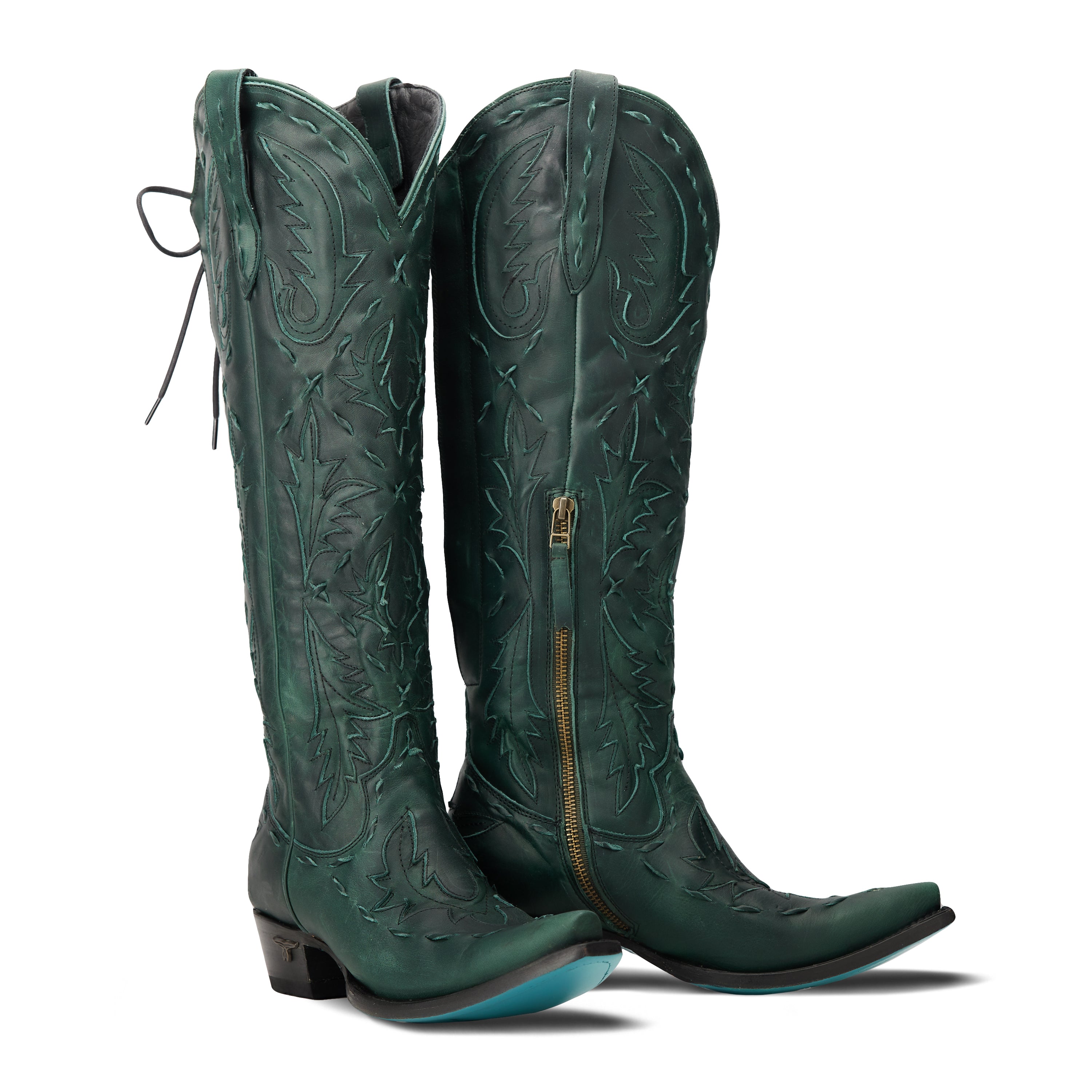 Reverie Knee High Corset - Emerald Green Ladies Boot Emerald Green Western Fashion by Lane