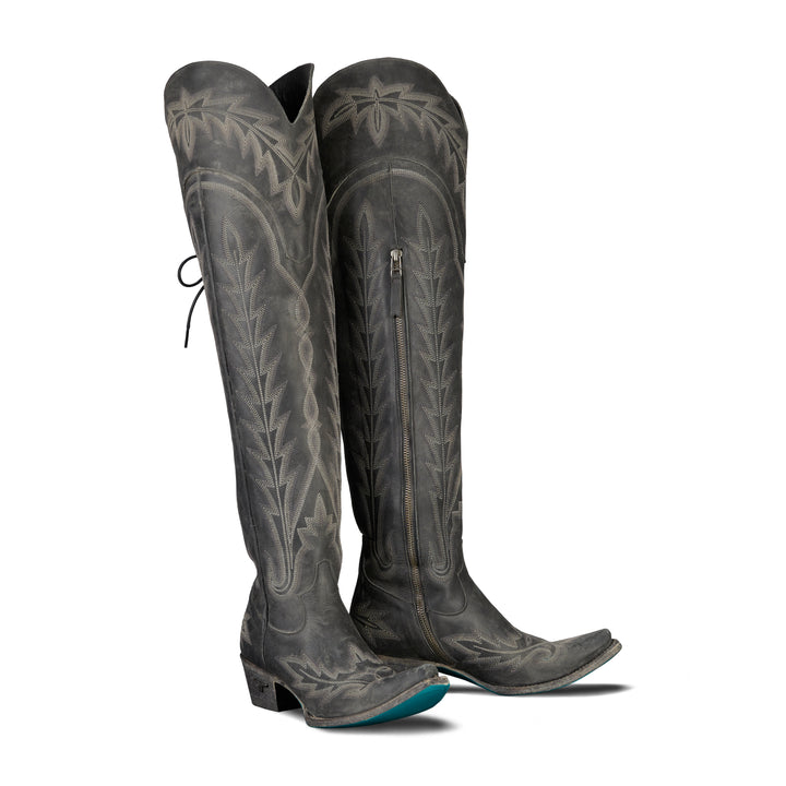 Lexington OTK Corset - Distressed Jet Black Ladies Boot  Western Fashion by Lane