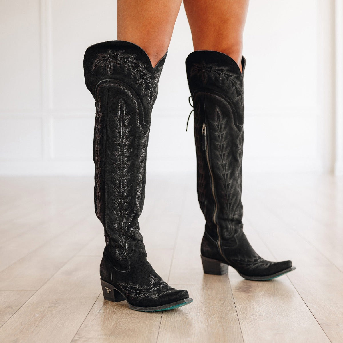 Lexington OTK Corset - Black Suede Ladies Boot Black Suede Western Fashion by Lane