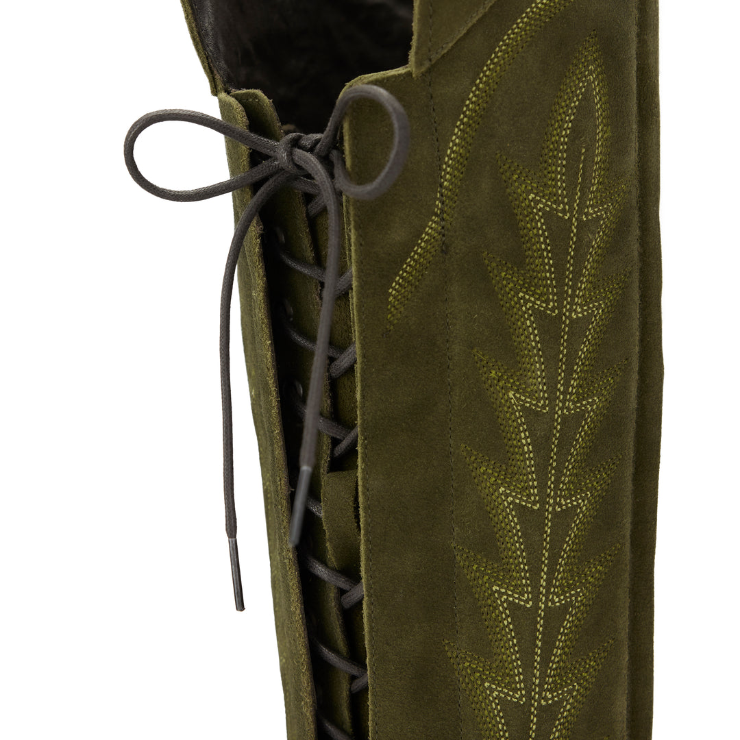 Lexington OTK Corset - Olive Suede Ladies Boot  Western Fashion by Lane