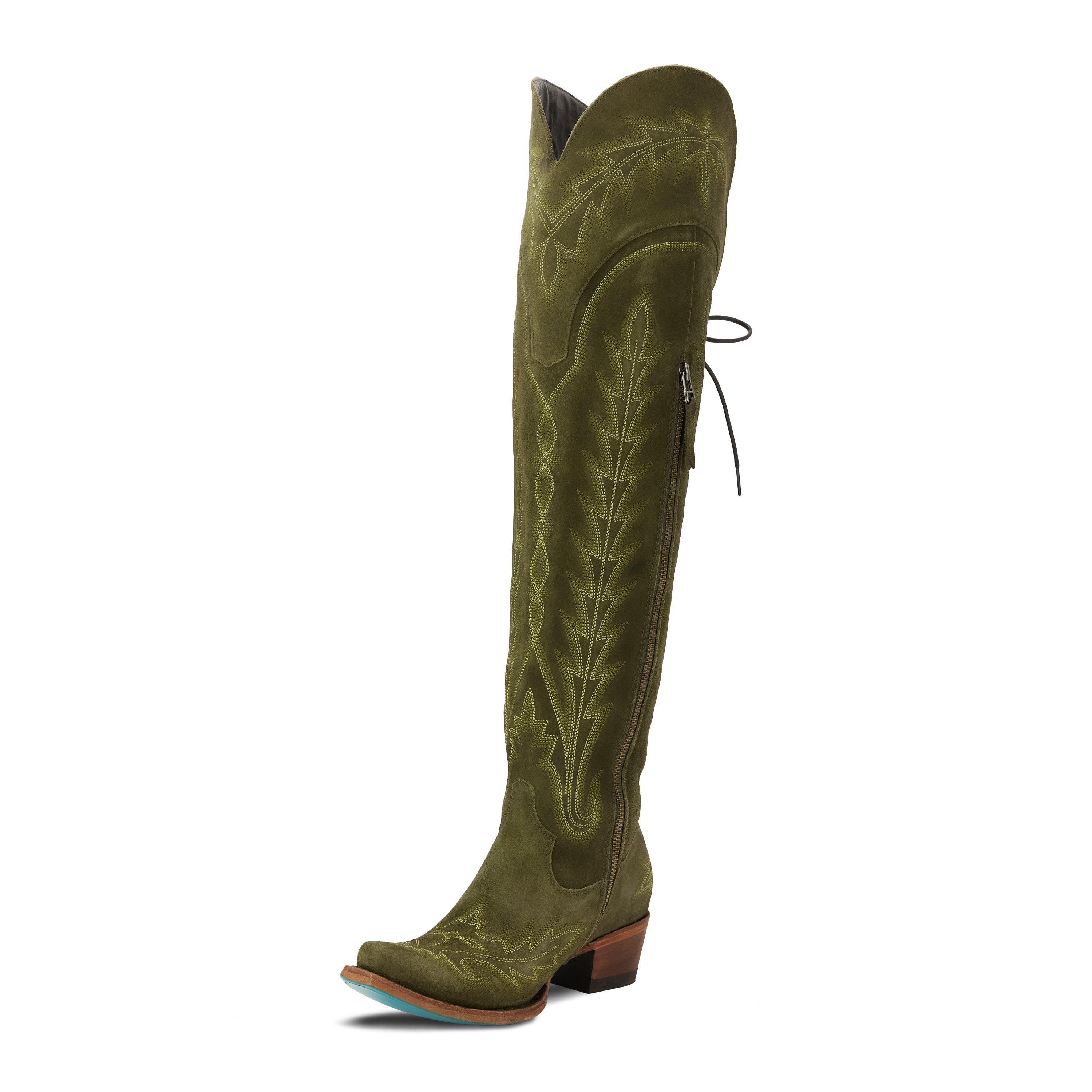 Lexington OTK Corset - Olive Suede Ladies Boot  Western Fashion by Lane