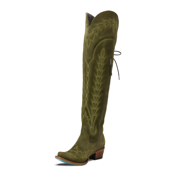 Lexington OTK Corset - Olive Suede Ladies Boot  Western Fashion by Lane